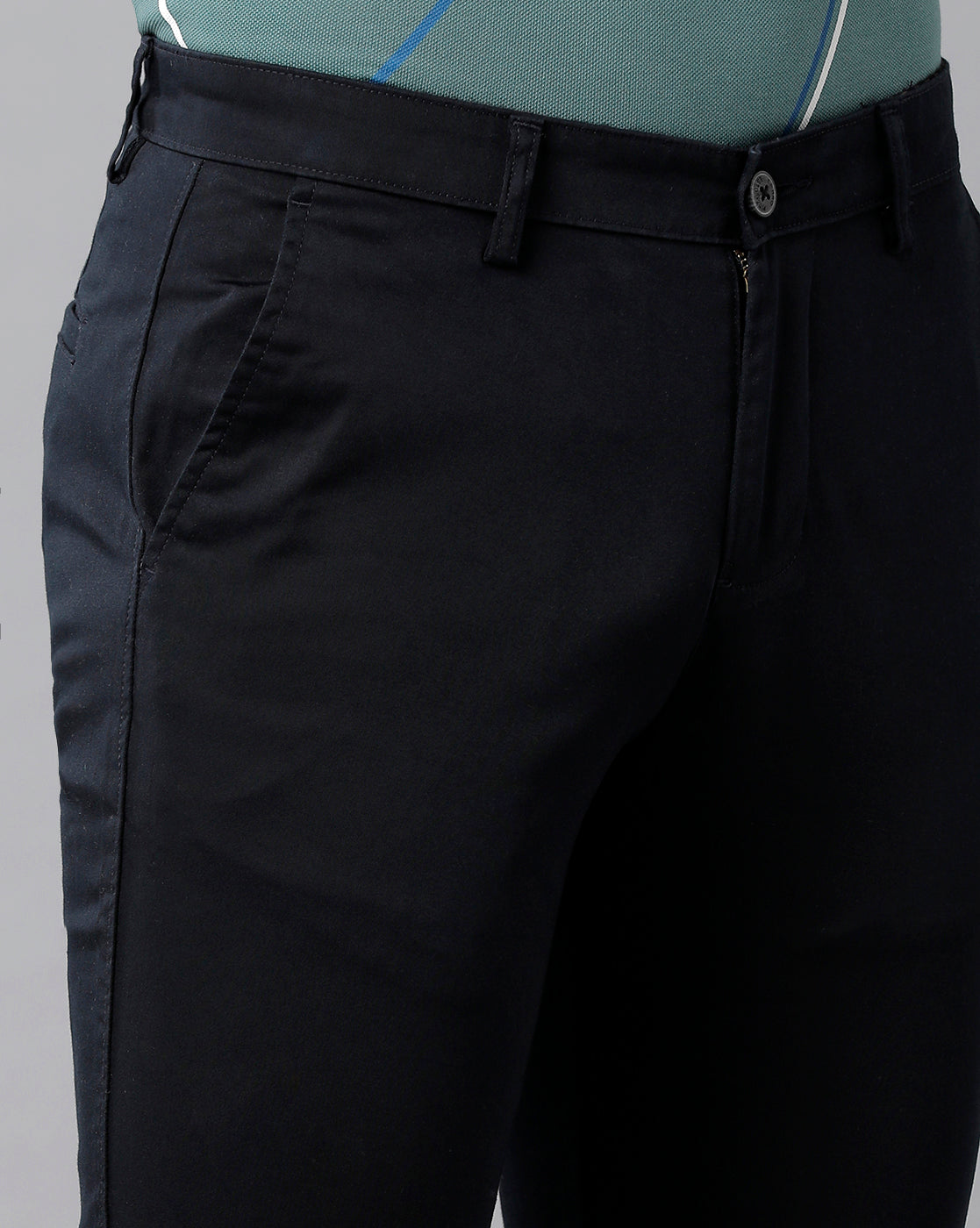 CP BRO Men's Cotton Solid Slim Fit Navy Color Trousers | Tbn2-27 C