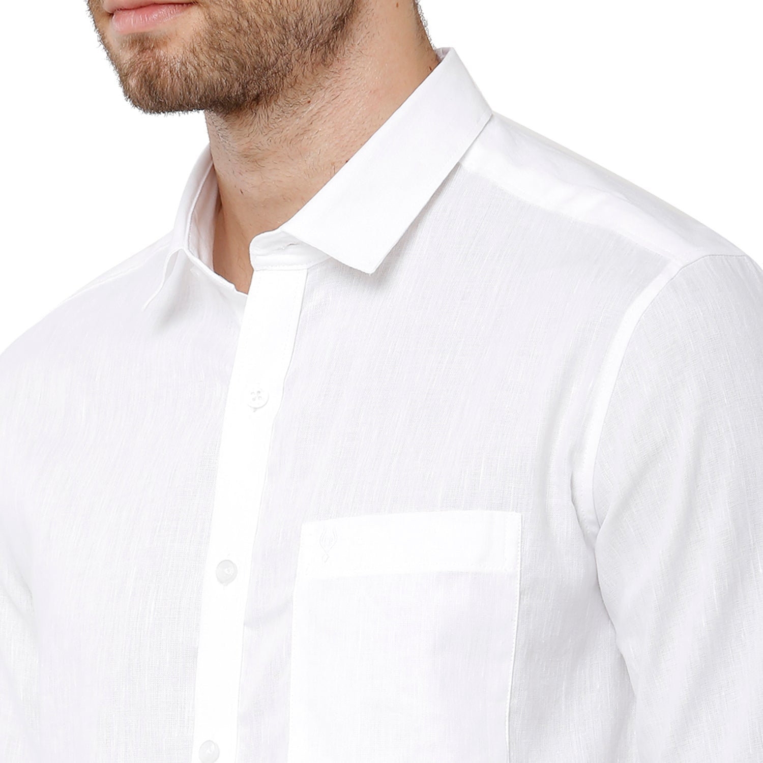 Classic Polo Mens White Linen Cotton Woven Shirt - Porsh White FS Shirts Classic Polo 
