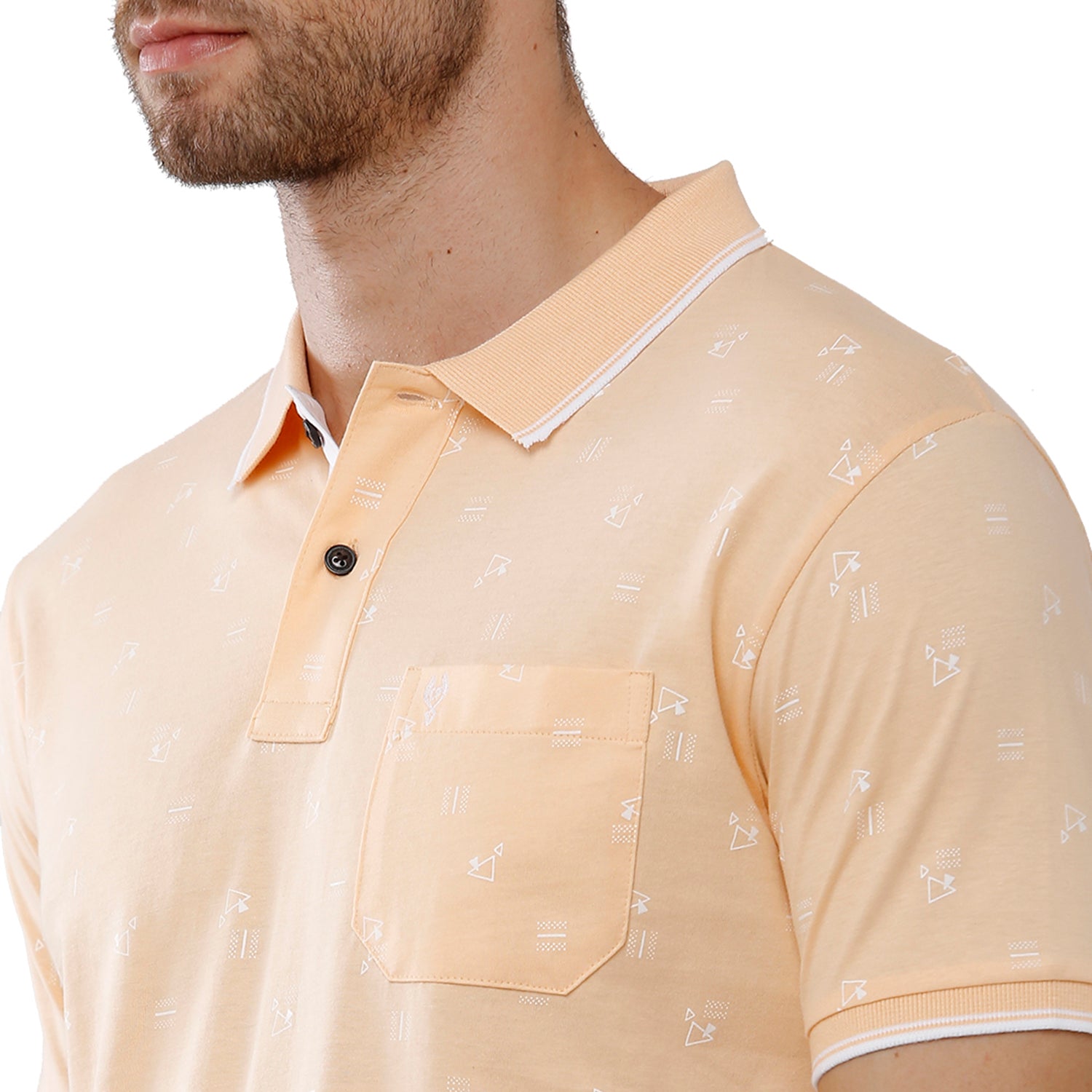 Classic Polo Mens 100% Cotton Printed Slim Fit Beige Color Polo Neck T-Shirt -BELLO 165 B Classic Polo 