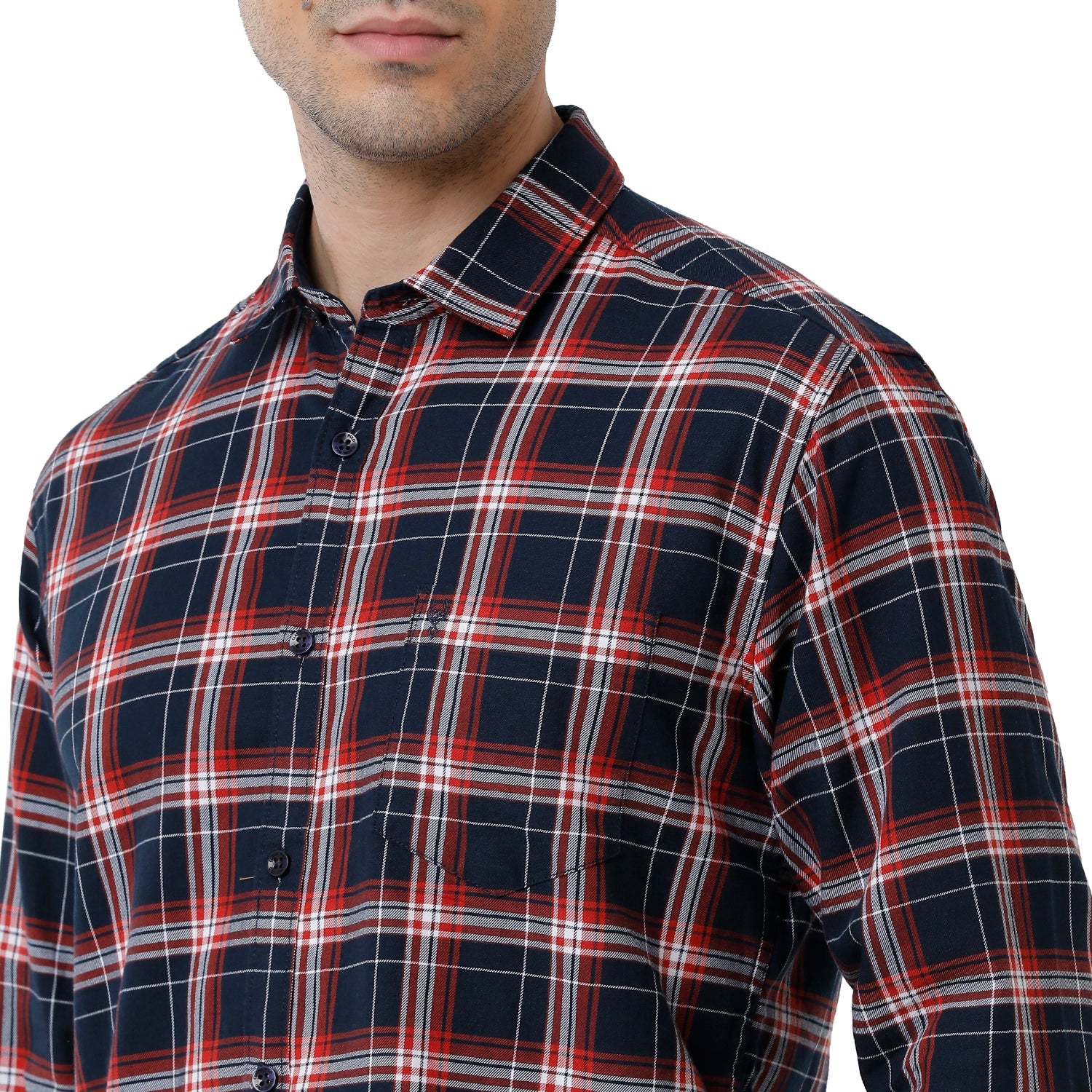 Classic Polo Mens Checked Slim Fit Full Sleeve Blue Color Shirt - SN1 138 B Shirts Classic Polo 