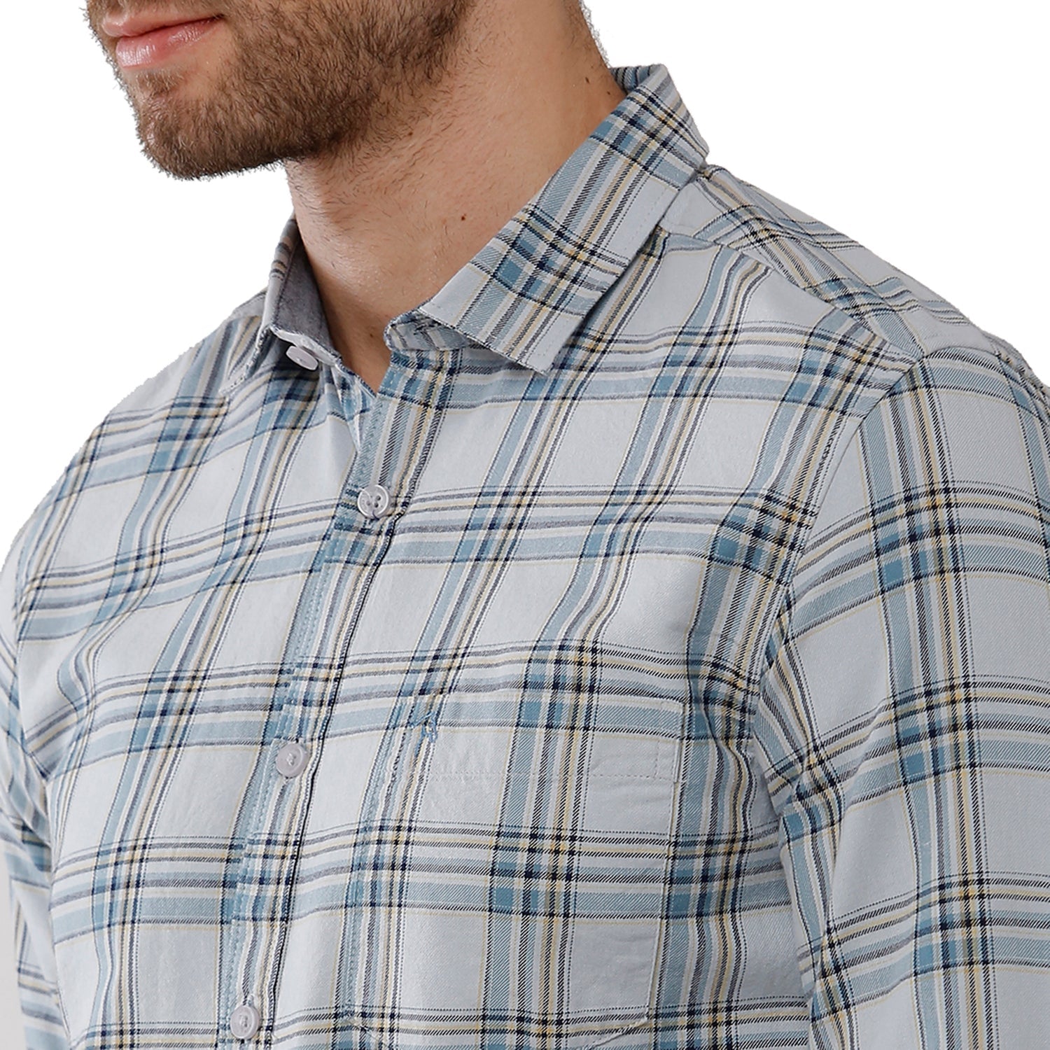 Classic Polo Bro Mens 100% Cotton Checked Full Sleeve Slim Fit Polo Neck Multicolor Woven Shirt (SBN1-55 B-FS-CHK-BSL) Classic Polo 