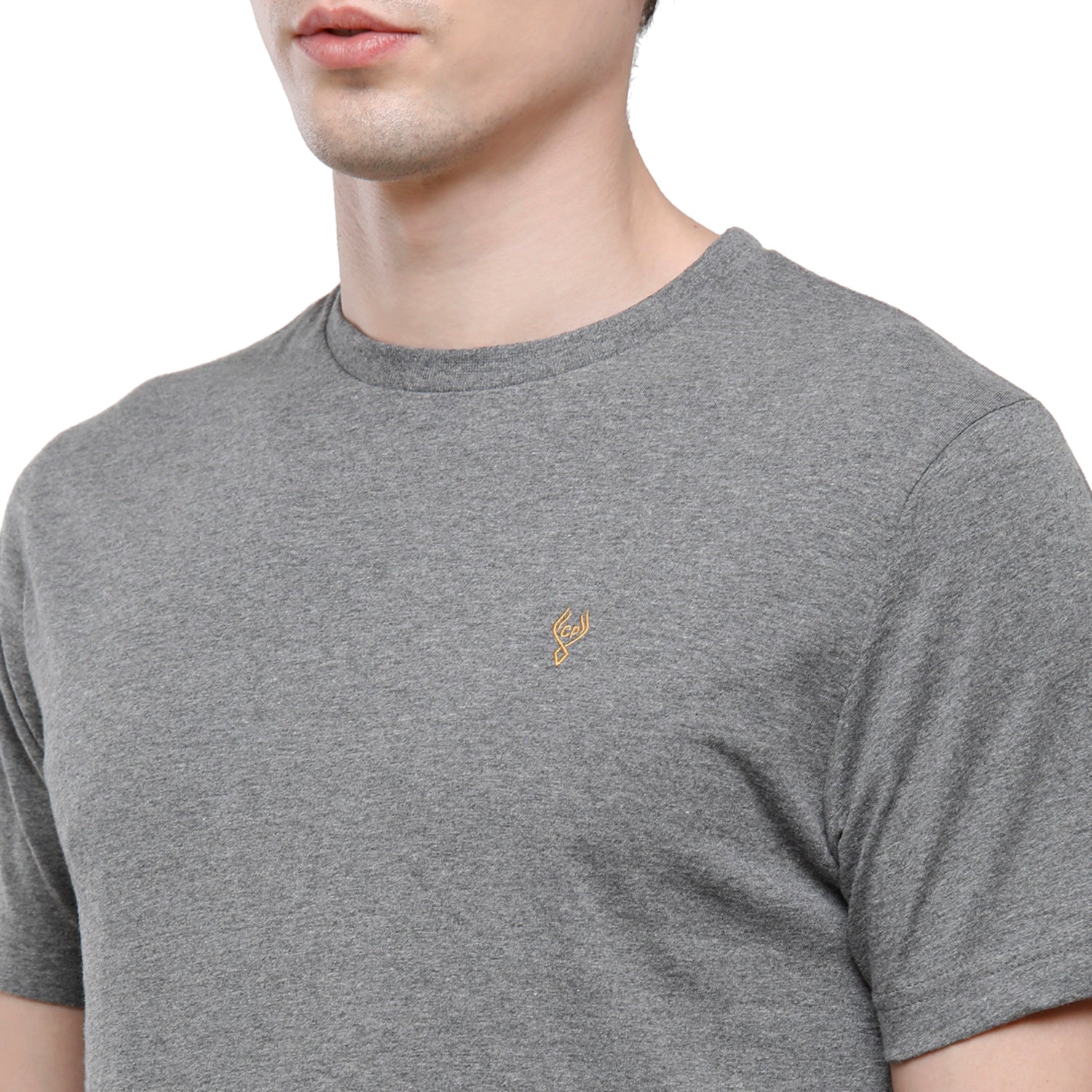 Classic Polo Men's Solid Single Jersey Grey Half Sleeve Slim Fit T-Shirt - Kore-12 T-shirt Classic Polo 