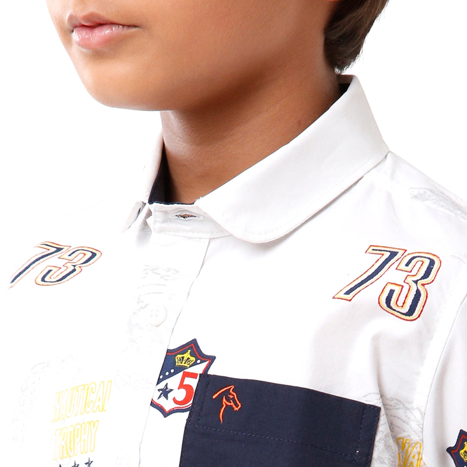 Classic Polo Bro Boys Printed Half Sleeve Slim Fit White Color Shirt - BBSH S2 03 A Shirts Classic Polo 