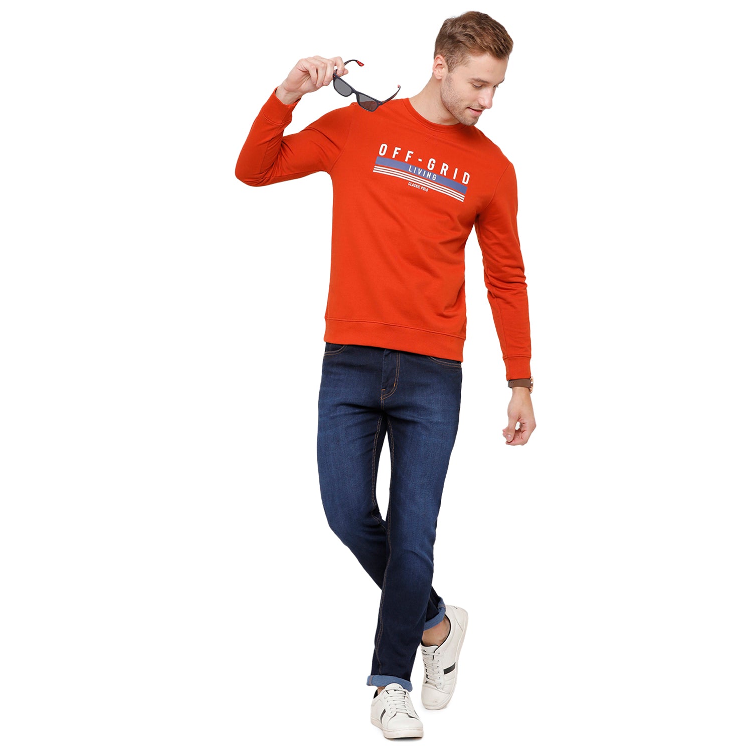 Classic Polo Men's Solid Full Sleeve Red Sweat Shirt - CPSS-312 B Sweat Shirts Classic Polo 