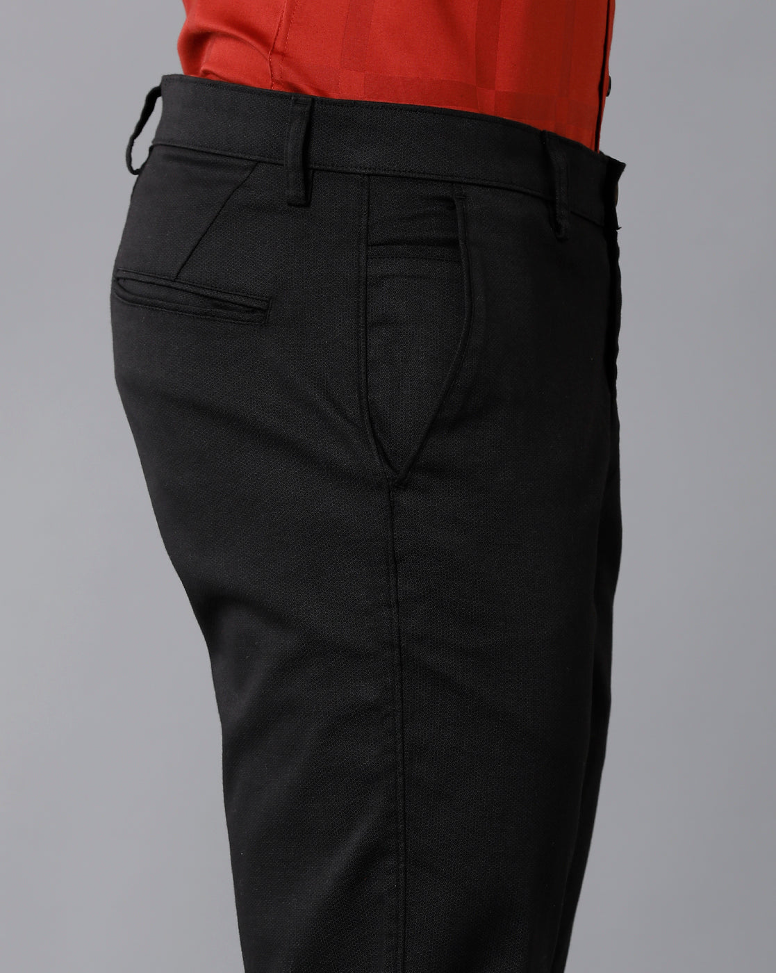 Classic Polo Men's 100% Cotton Moderate Fit Solid Black Color Trouser | TO1-36 B-BLK