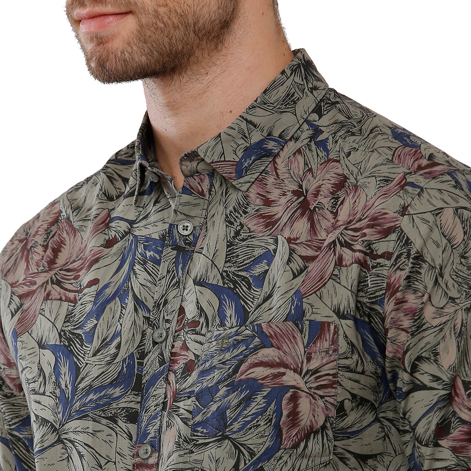 Classic Polo Bro Mens 100% Cotton Printed Full Sleeve Slim Fit Polo Neck Multicolor Woven Shirt (SBN1-73 A-FS-PRT-BSL) Classic Polo 