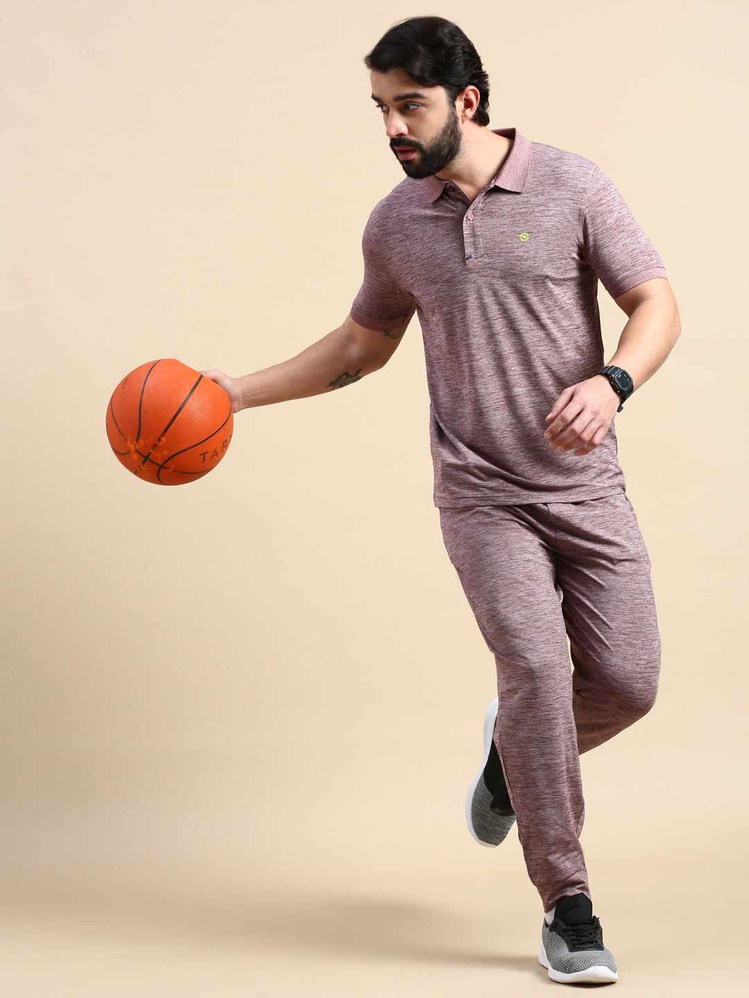 Classic Polo Men's Polo Neck Polyester Brown Slim Fit Active Wear T-Shirt | GENX-POLO-02D SF P