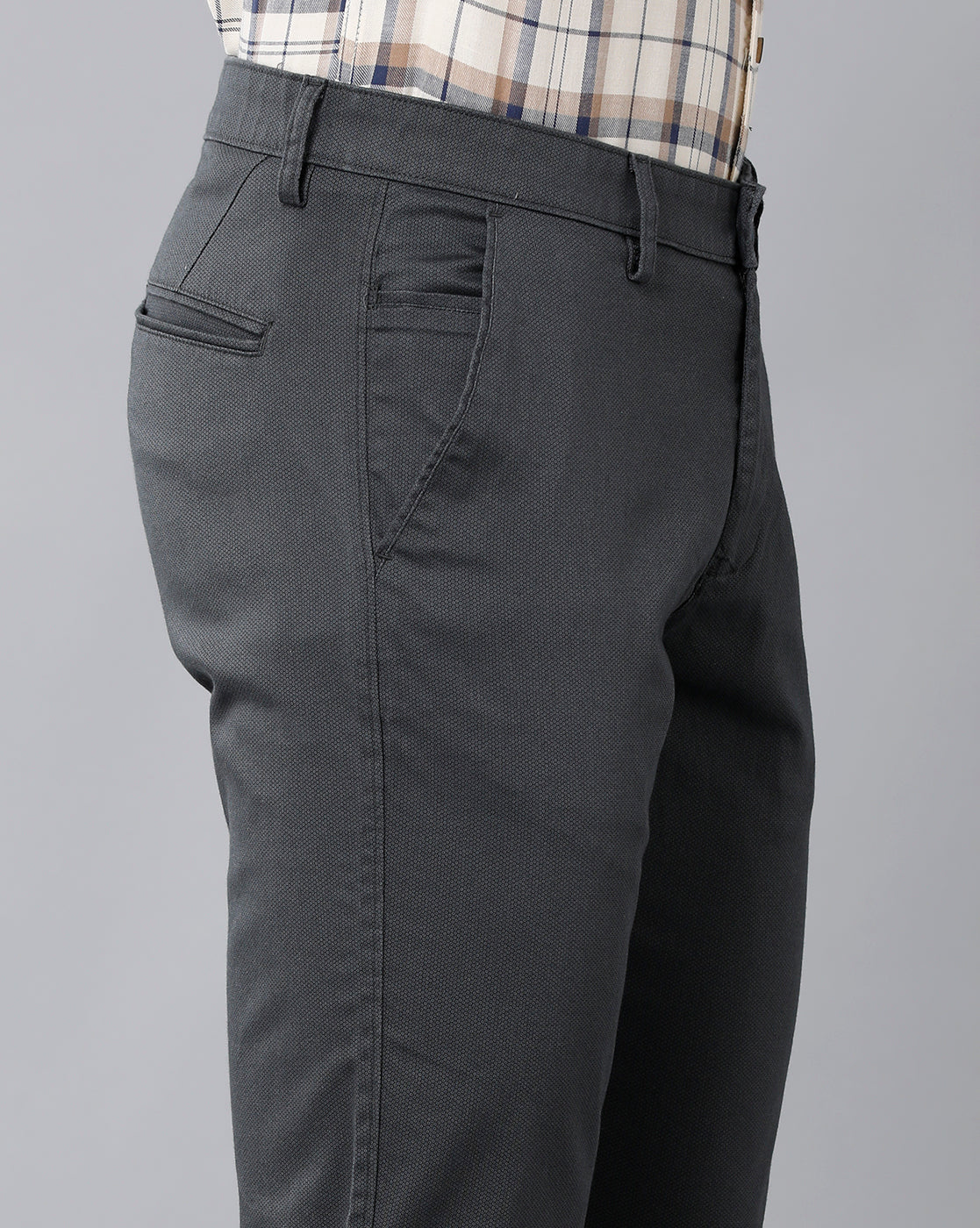 Classic Polo Men's 100% Cotton Moderate Fit Solid Grey Color Trouser | TO1-36 C-GRY