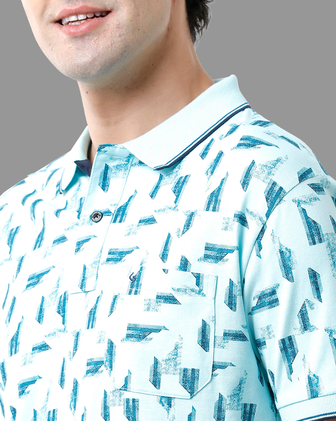 Classic Polo Mens Cotton Half Sleeve Printed Slim Fit Polo Neck Sky Blue Color T-Shirt | Bello - 183 B