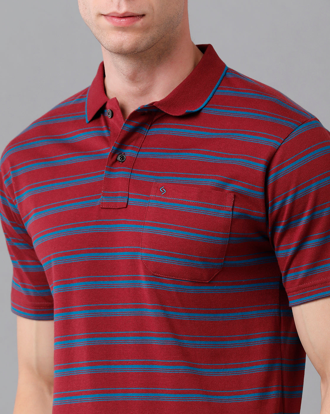 Classic Polo Men's Cotton Striped Half Sleeve Regular Fit Polo Neck Maroon Color T-Shirt | Feeders - 209 A