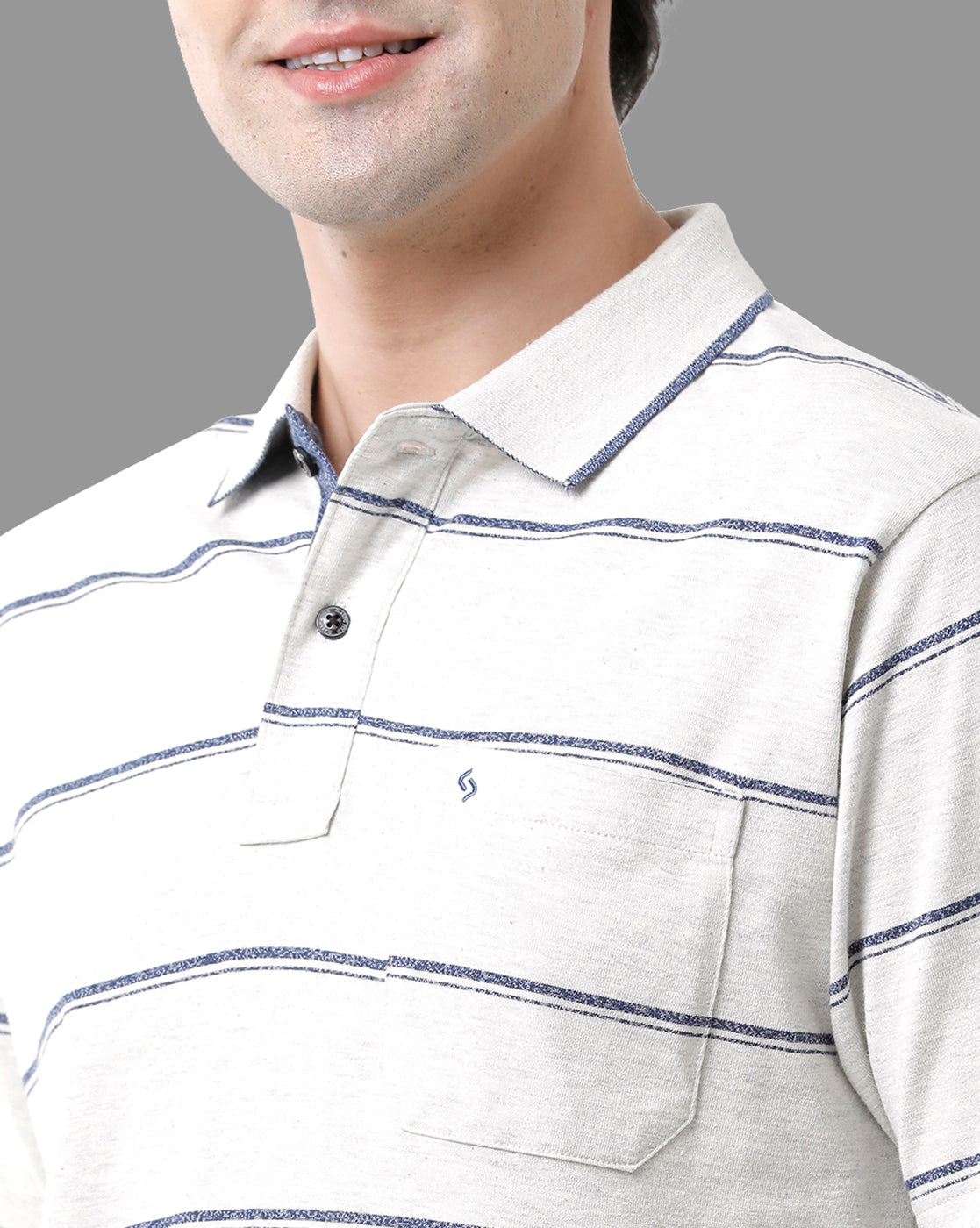 Classic Polo Mens Cotton Blend Half Sleeve Striped Regular Fit Polo Neck White Color T-Shirt | Mel - 211 B