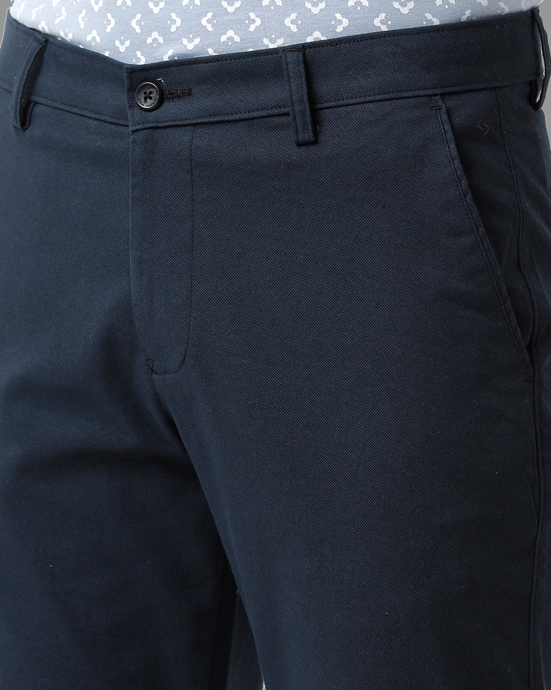 Classic Polo Mens Cotton Solid Smart Fit Navy Color Trousers | Tn2-28 B