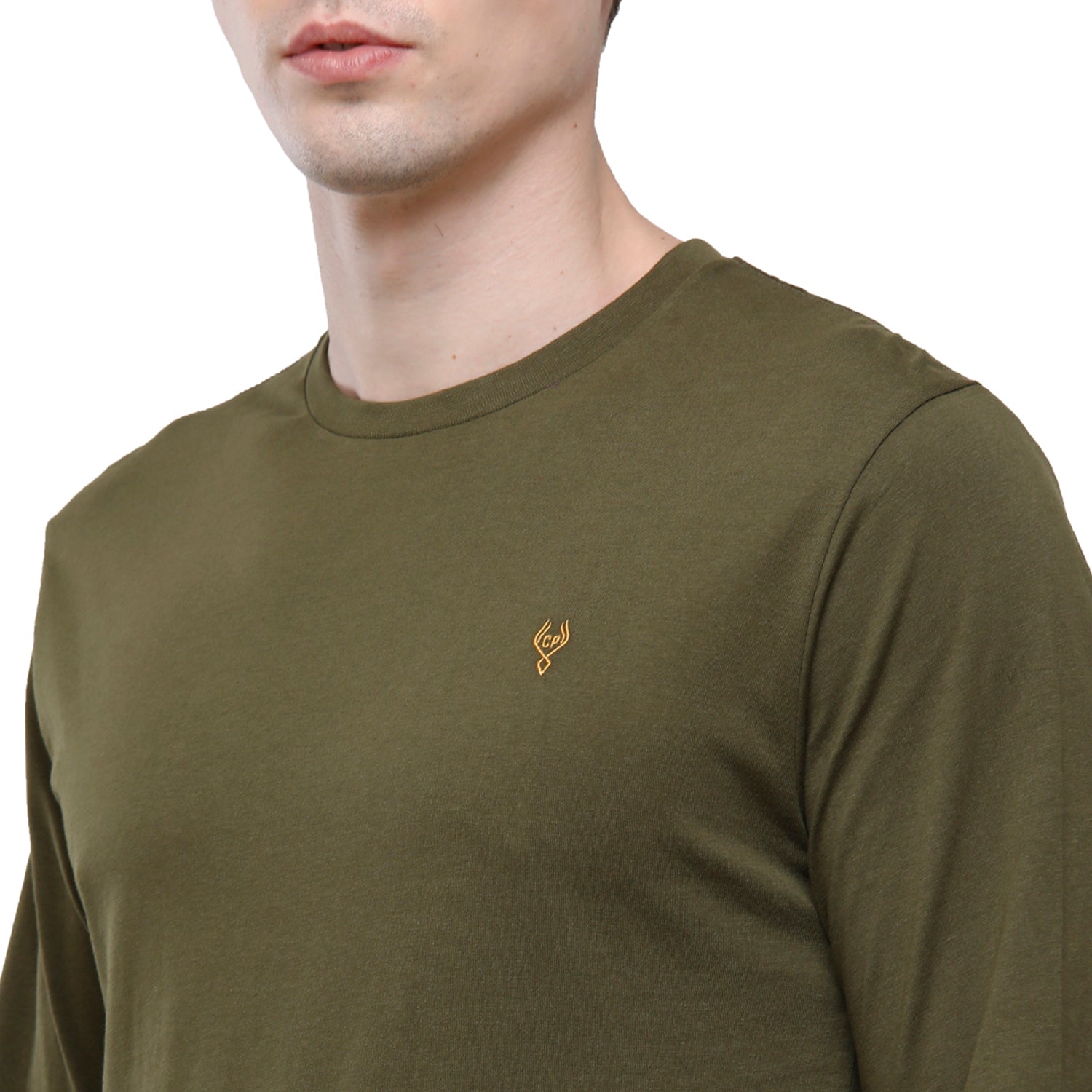 Classic polo Men's Green Single Jersey Crew Neck Full Sleeve Slim Fit T-Shirt - Comet 05 T-shirt Classic Polo 