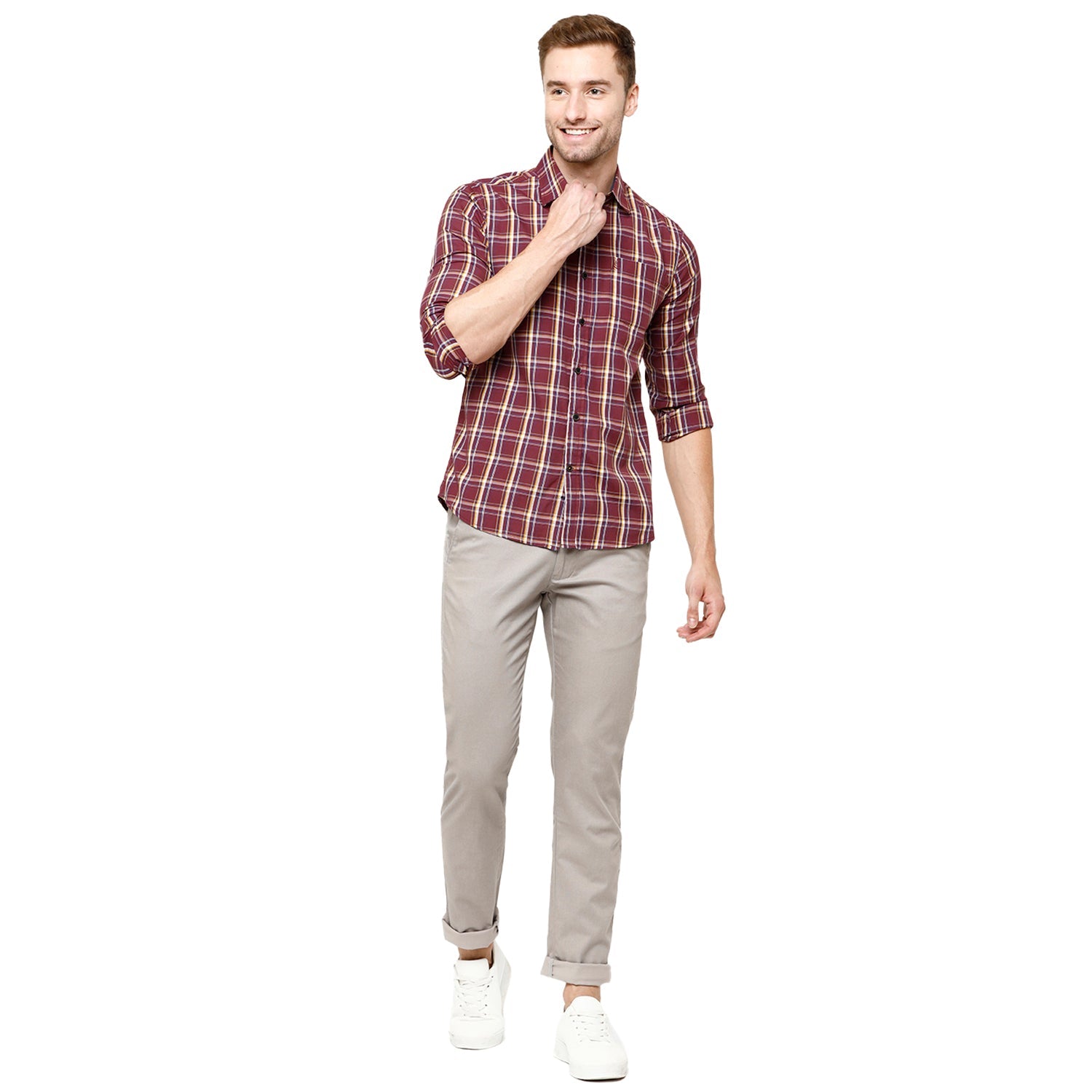 Swiss Club Men's Chisel Fit Grey Solid Cotton Blend Trousers - T-SC-37 C-GRY Swiss Trouser Swiss Club 