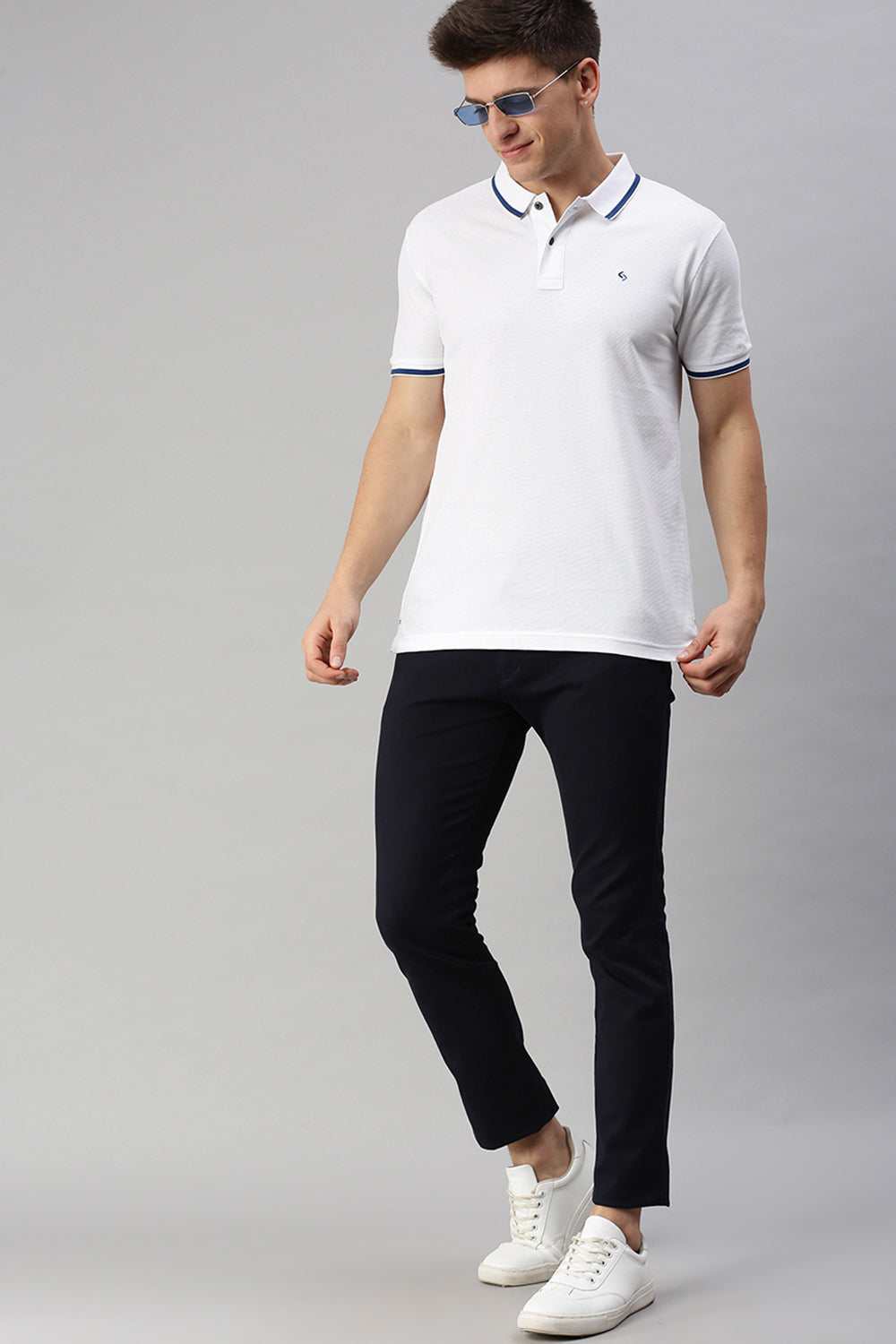 Classic Polo Men's Cotton Half Sleeve Solid Slim Fit Polo Neck White C