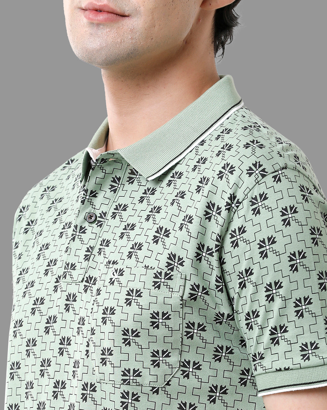 Classic Polo Mens Cotton Half Sleeve Printed Slim Fit Polo Neck Green Color T-Shirt | Bello - 175 A