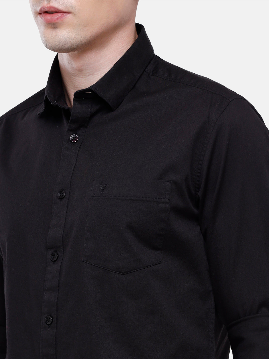 Classic Polo Men's Cotton Light Black Solid Full Sleeve Shirt - Zeus Black