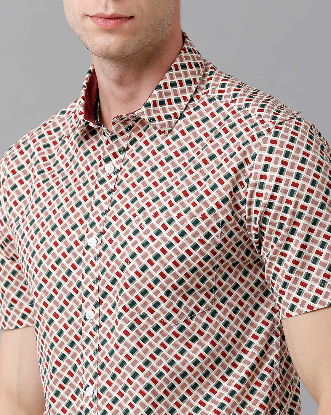 Classic Polo Men's Cotton Printed Half Sleeve Slim Fit Polo Neck Multicolor Woven Shirt | Sfd2- 25