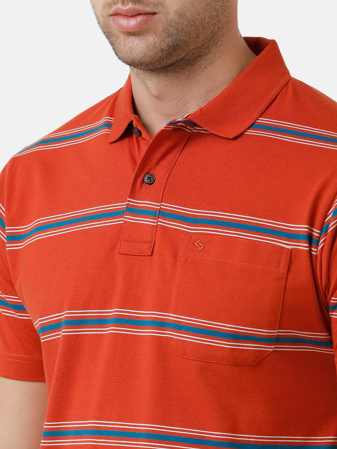 Classic Polo Mens Cotton Blend Striped Half Sleeve Authentic Fit Polo Neck Red Color T-Shirt | Avon 493 B