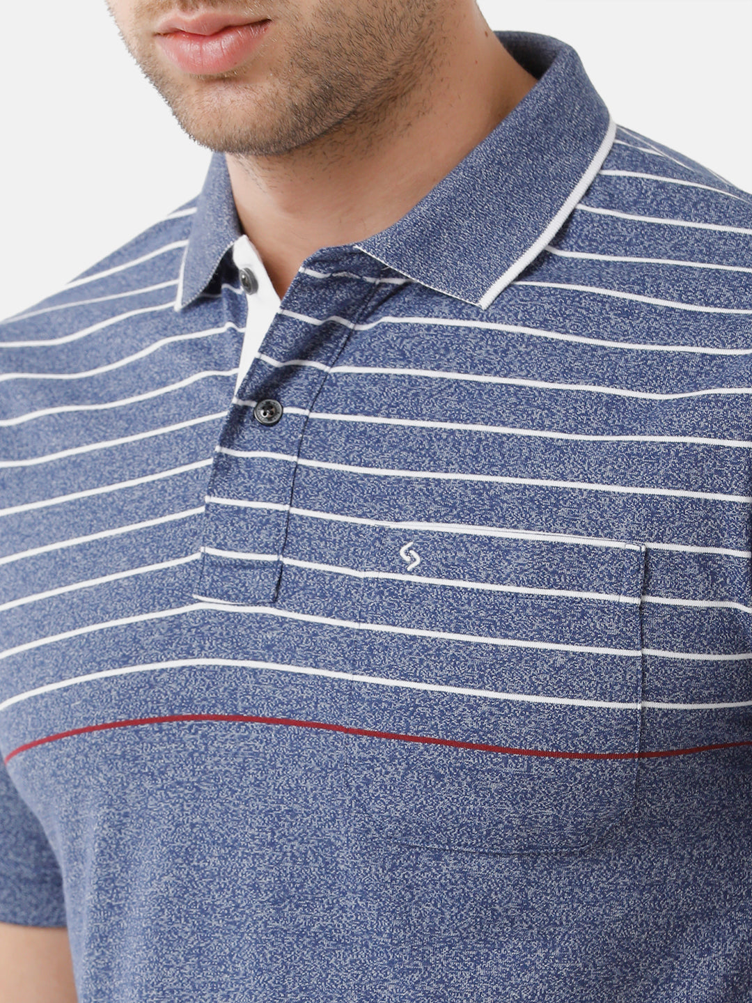 Classic Polo Mens Cotton Blend Striped Half Sleeve Authentic Fit Polo Neck Blue Color T-Shirt | Mel 213 B