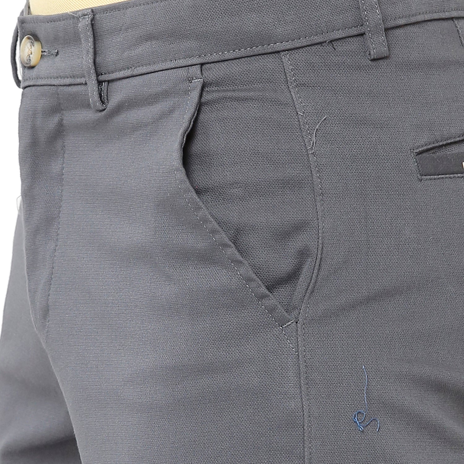Classic Polo Mens 100% Cotton Solid Slim Fit Dark Grey Color Trousers - Eros D.Grey Classic Polo 