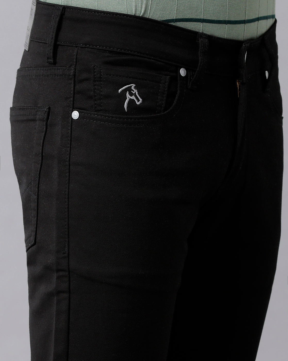 CP BRO Men's Cotton Solid Slim Fit Black Color Denim | Bdn2-01 A