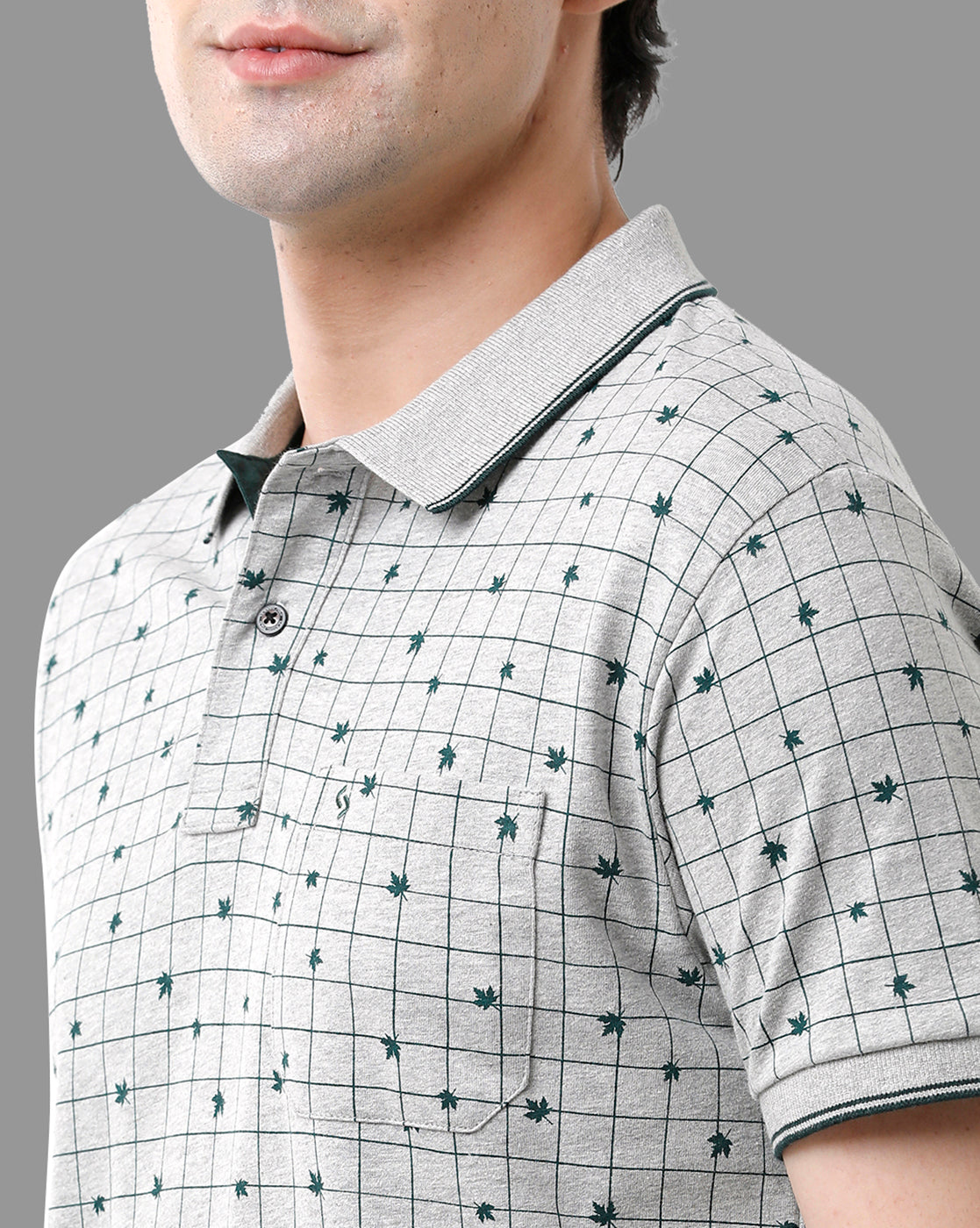 Classic Polo Mens Cotton Half Sleeve Printed Slim Fit Polo Neck Grey Color T-Shirt | Bello - 179 A