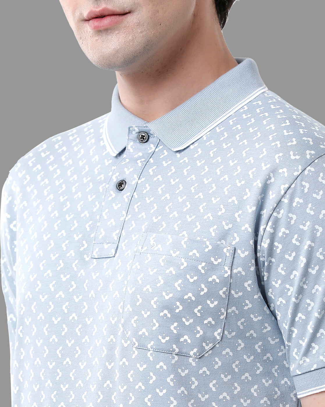 Classic Polo Mens Cotton Half Sleeve Printed Slim Fit Polo Neck Blue Color T-Shirt | Bello - 172 B