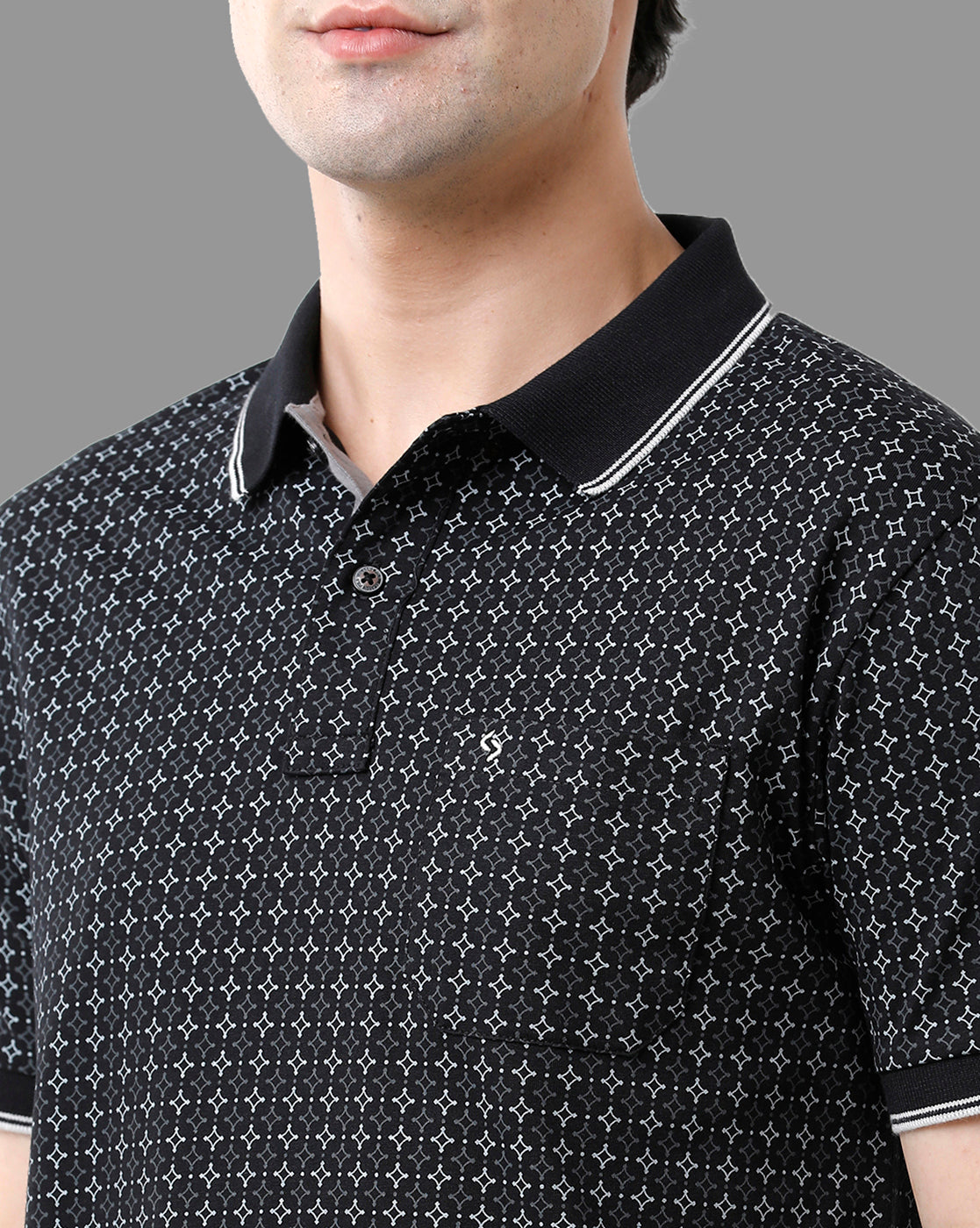 Classic Polo Mens Cotton Half Sleeve Printed Slim Fit Polo Neck Black Color T-Shirt | Bello - 184 B