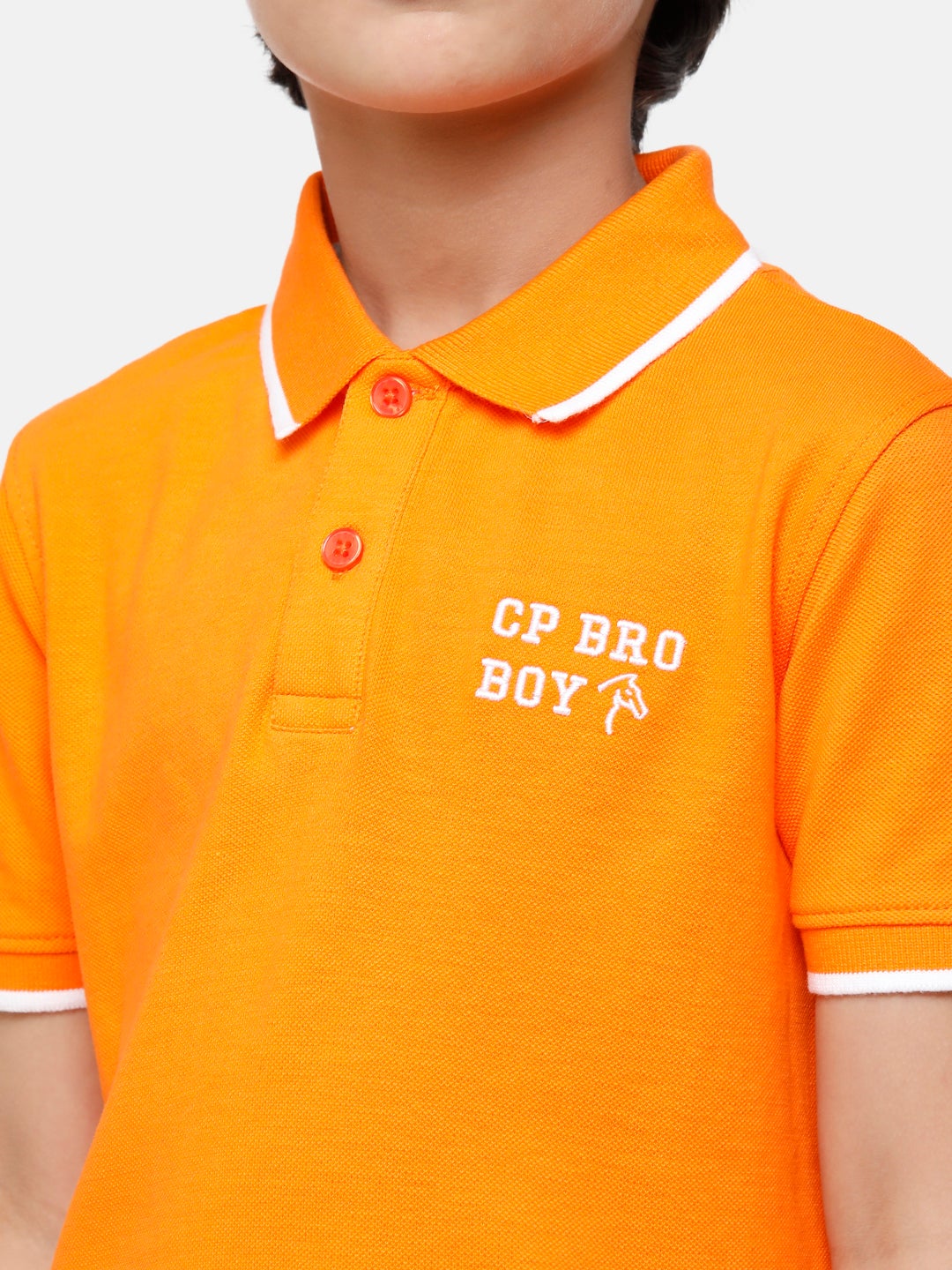 CP Boys Orange Solid Slim Fit Polo Neck T-Shirt T-shirt Classic Polo 