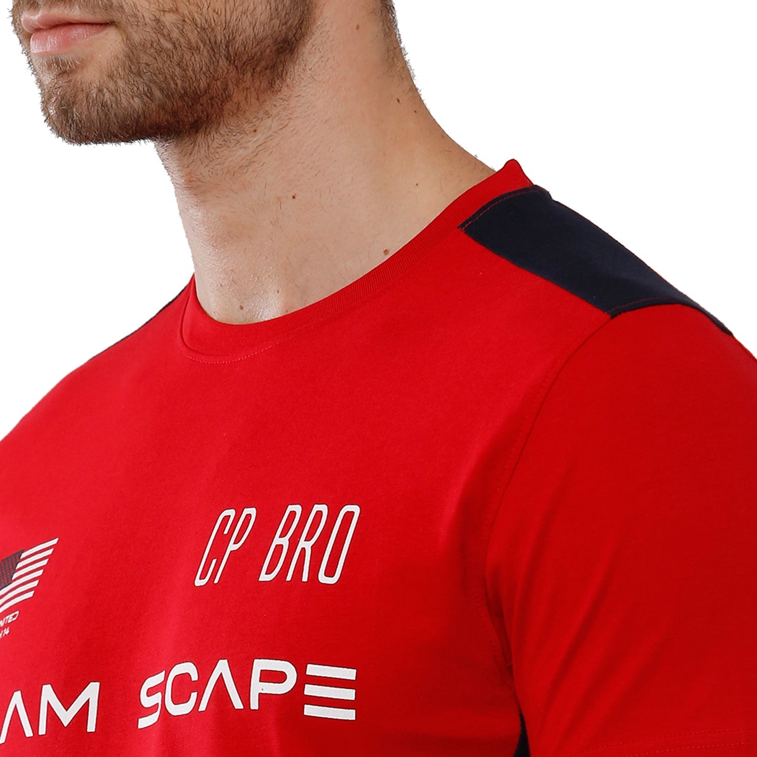 Classic Polo Bro Mens 100% Cotton Color Block Half Sleeve Slim Fit Polo Neck Red Color T-Shirt (BRCN - 462 A SF C) Classic Polo 