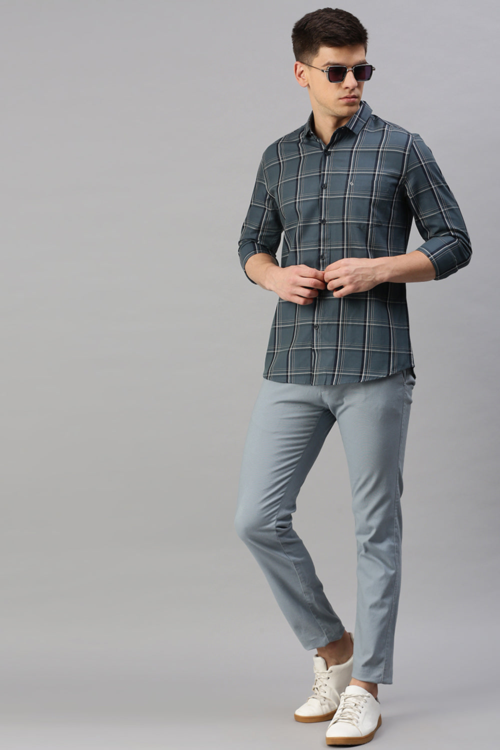 Classic Polo Men's Cotton Full Sleeve Checked Slim Fit Polo Neck Multicolur Woven Shirt | So1-160 A