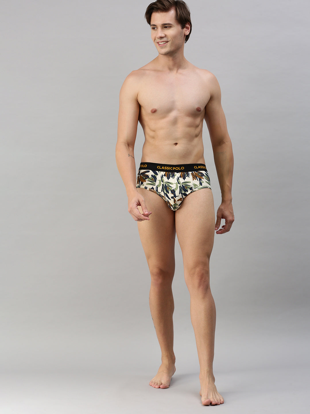 Classic Polo Men's Modal Printed Briefs | Scarce - Blue & Yellow (Pack of 2)