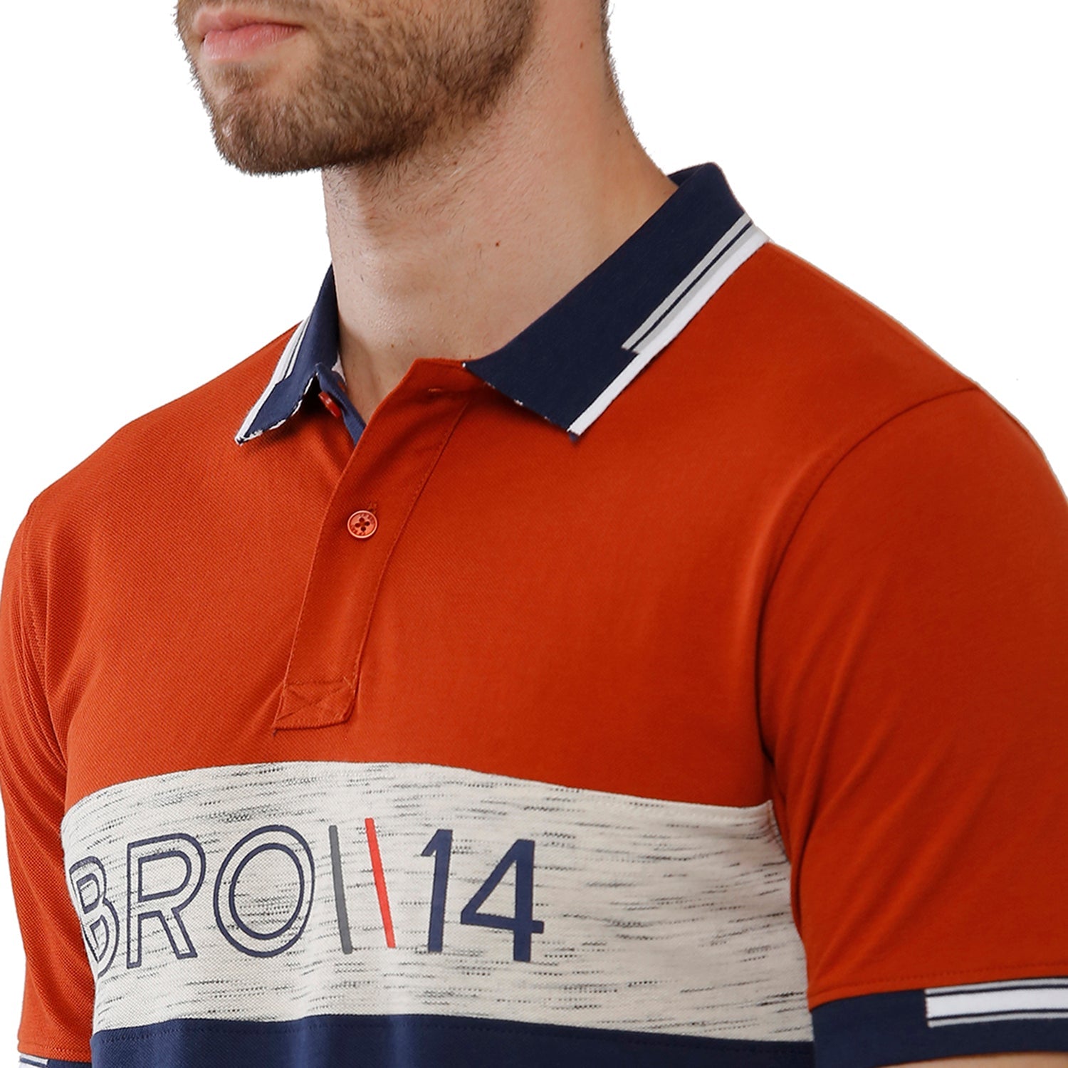 Classic Polo Bro Mens Color Block Half Sleeve Slim Fit Polo Neck Multicolor T-Shirt (BRP - 322 A SF P) T-shirt Classic Polo 