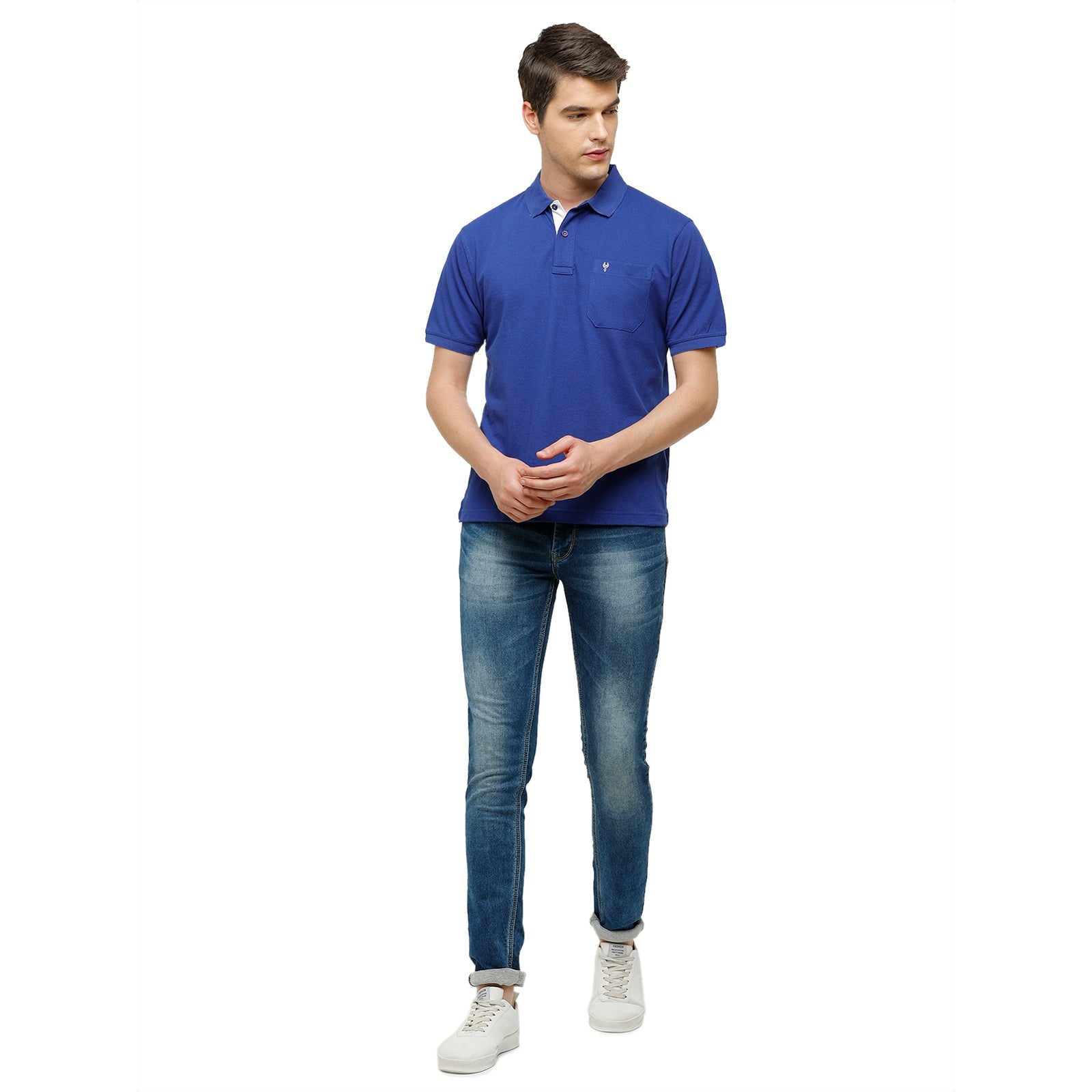 Classic Polo Navy Blue Polo Neck Authentic Fit T Shirt Men - 4SSN 204 T-shirt Classic Polo 
