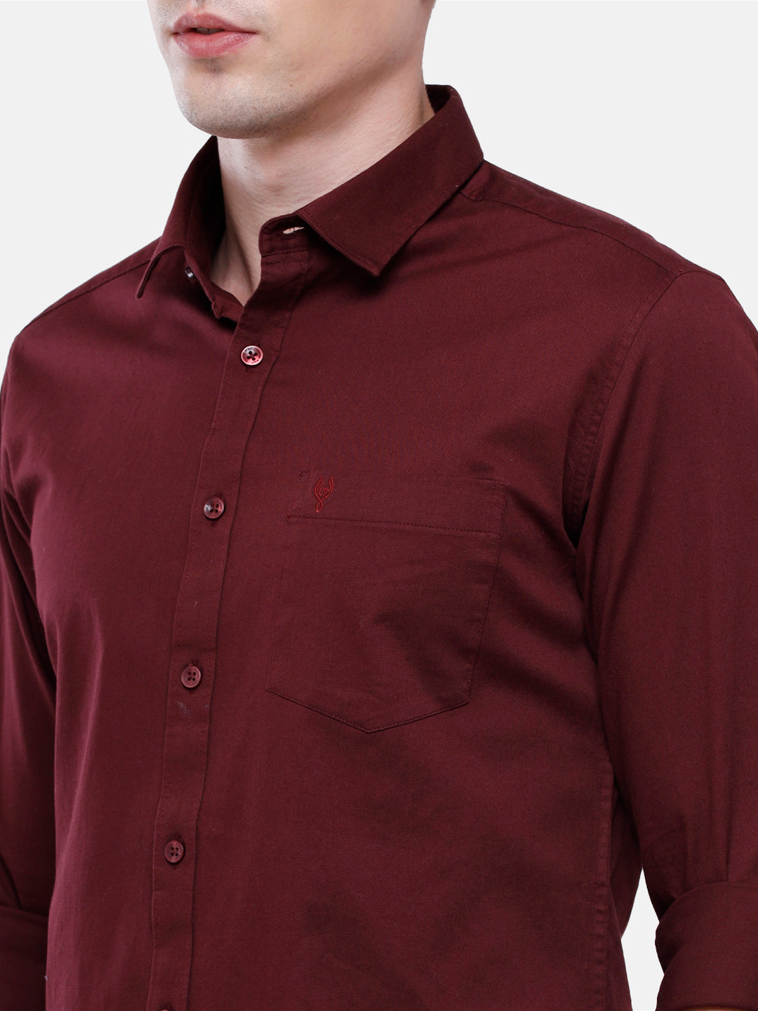 Classic Polo Men's Cotton Maroon Solid Full Sleeve Shirt - Zeus Maroon