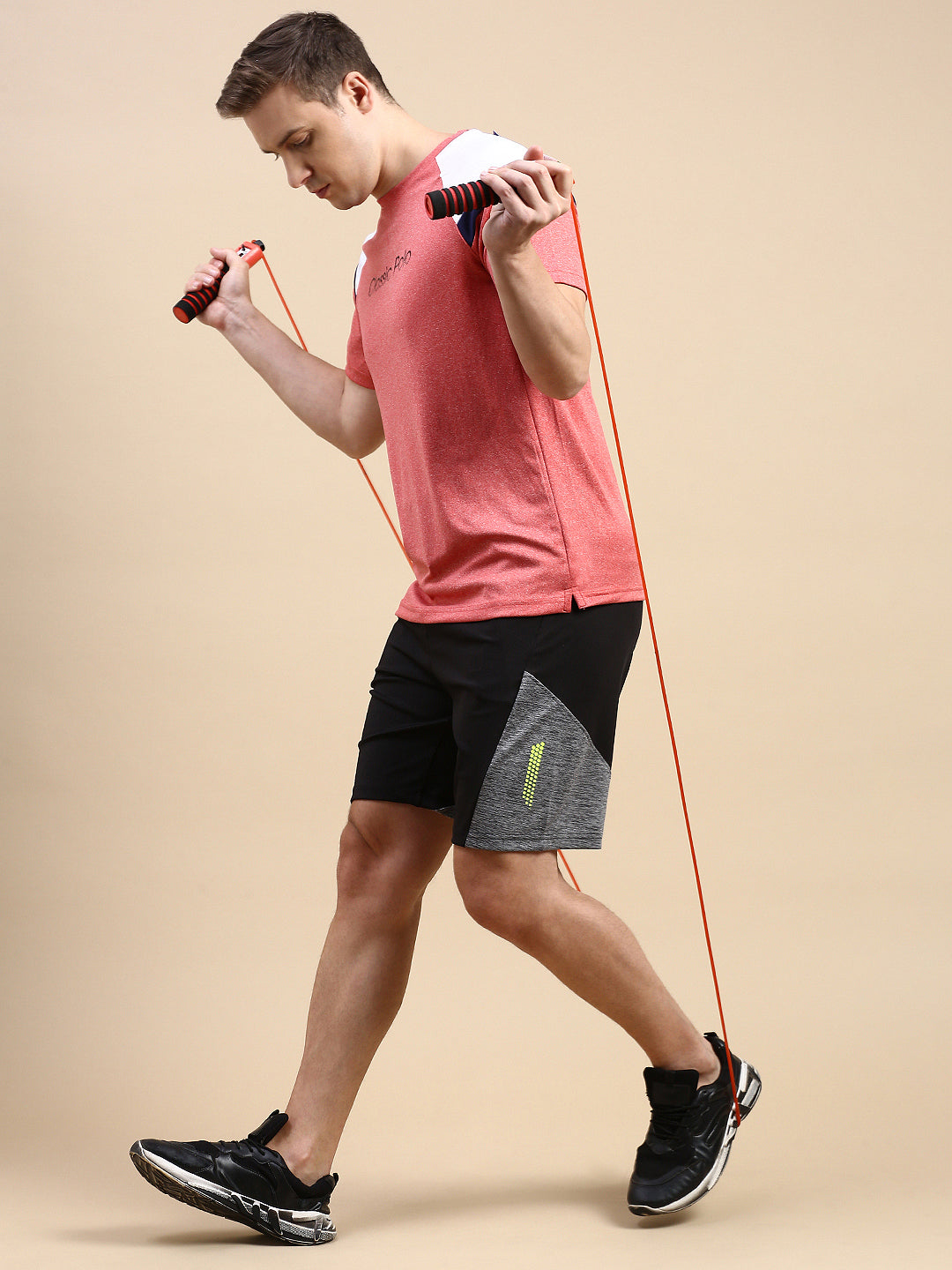 Classic Polo Men's Polyster Black/Grey Slim Fit Active Wear Shorts