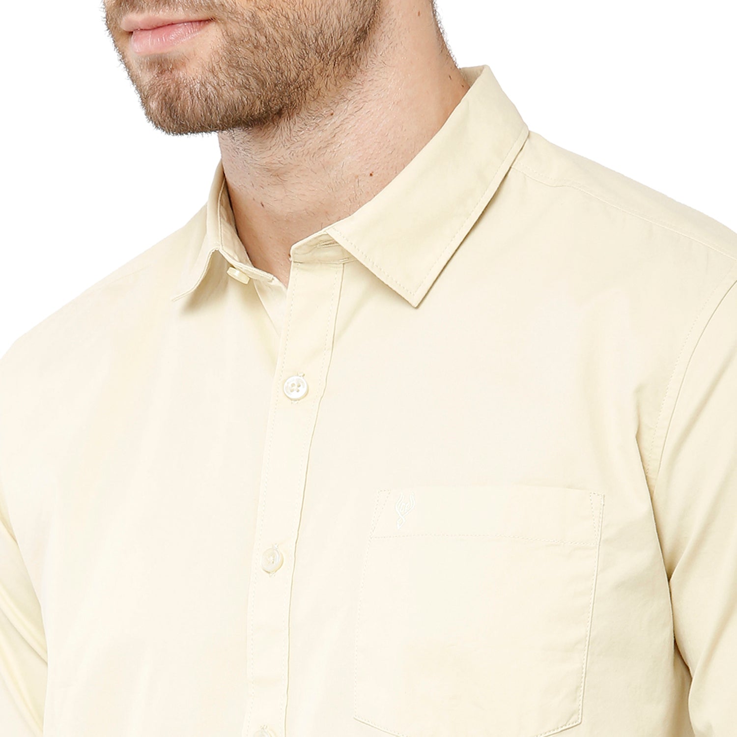 Classic Polo Mens 100% Cotton Full Sleeve Solid Slim Fit Cream Yellow Color Woven Shirt -SN1 115 B Classic Polo 