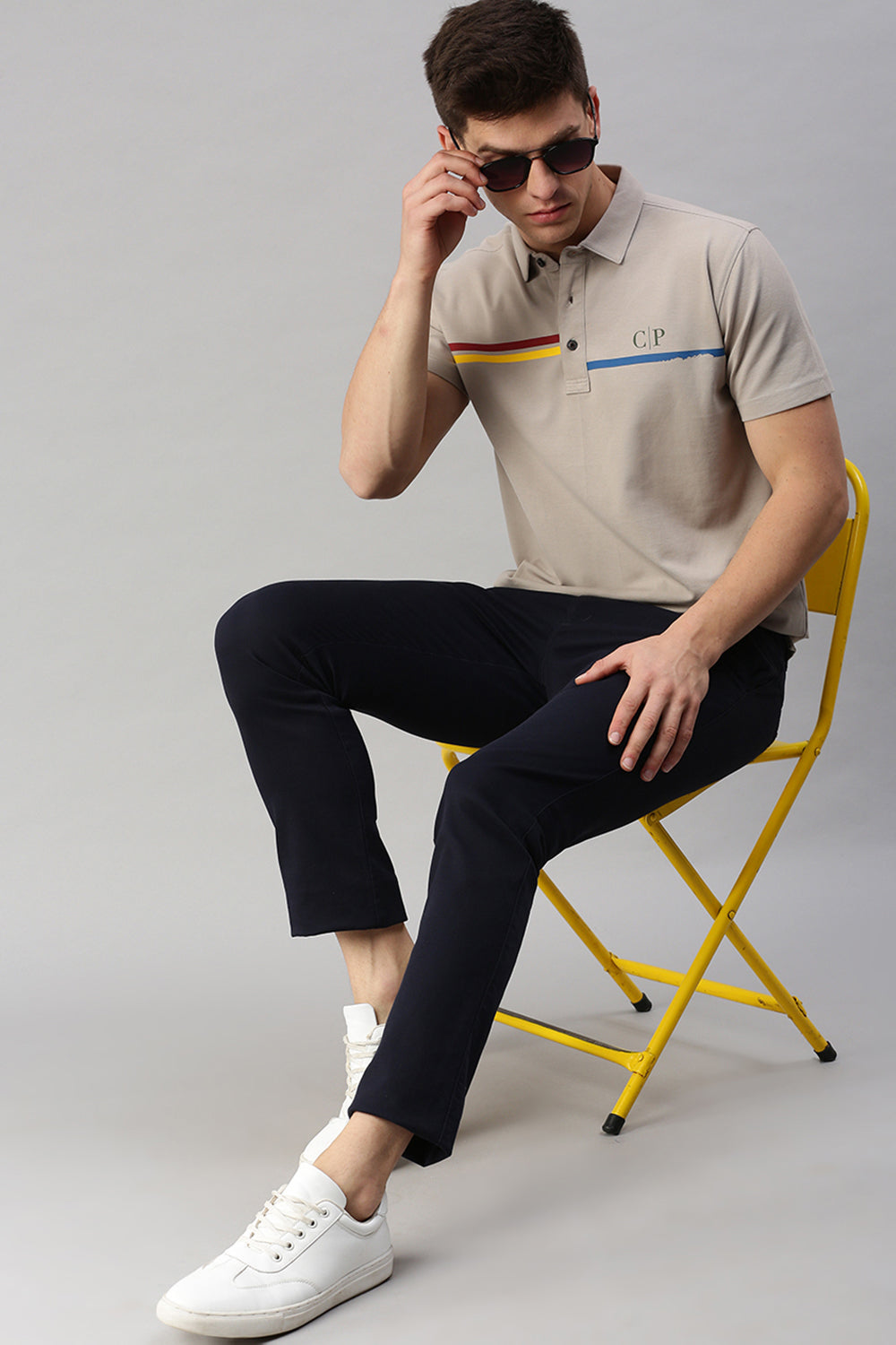 Classic Polo Men's Cotton Half Sleeve Printed Slim Fit Polo Neck Cream Color T-Shirt | Unico - 100 A