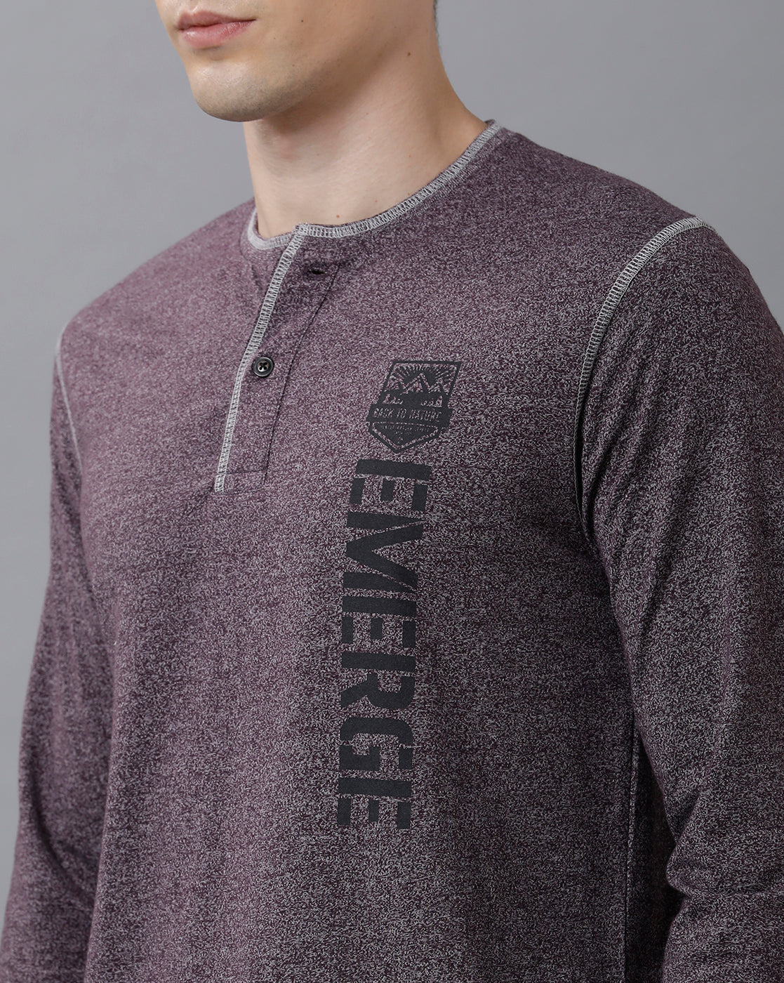 Classic Polo Mens Cotton Printed Full Sleeve Slim Fit Round Neck Grey Color T-Shirt | Baleno Fs 477 A