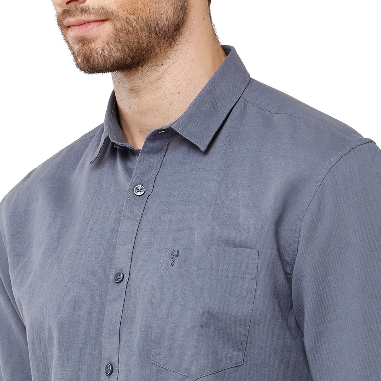 Classic Polo Mens 100% Cotton Solid Milono Fit Grey Color Woven Shirt - Mica Grey FS Shirts Classic Polo 