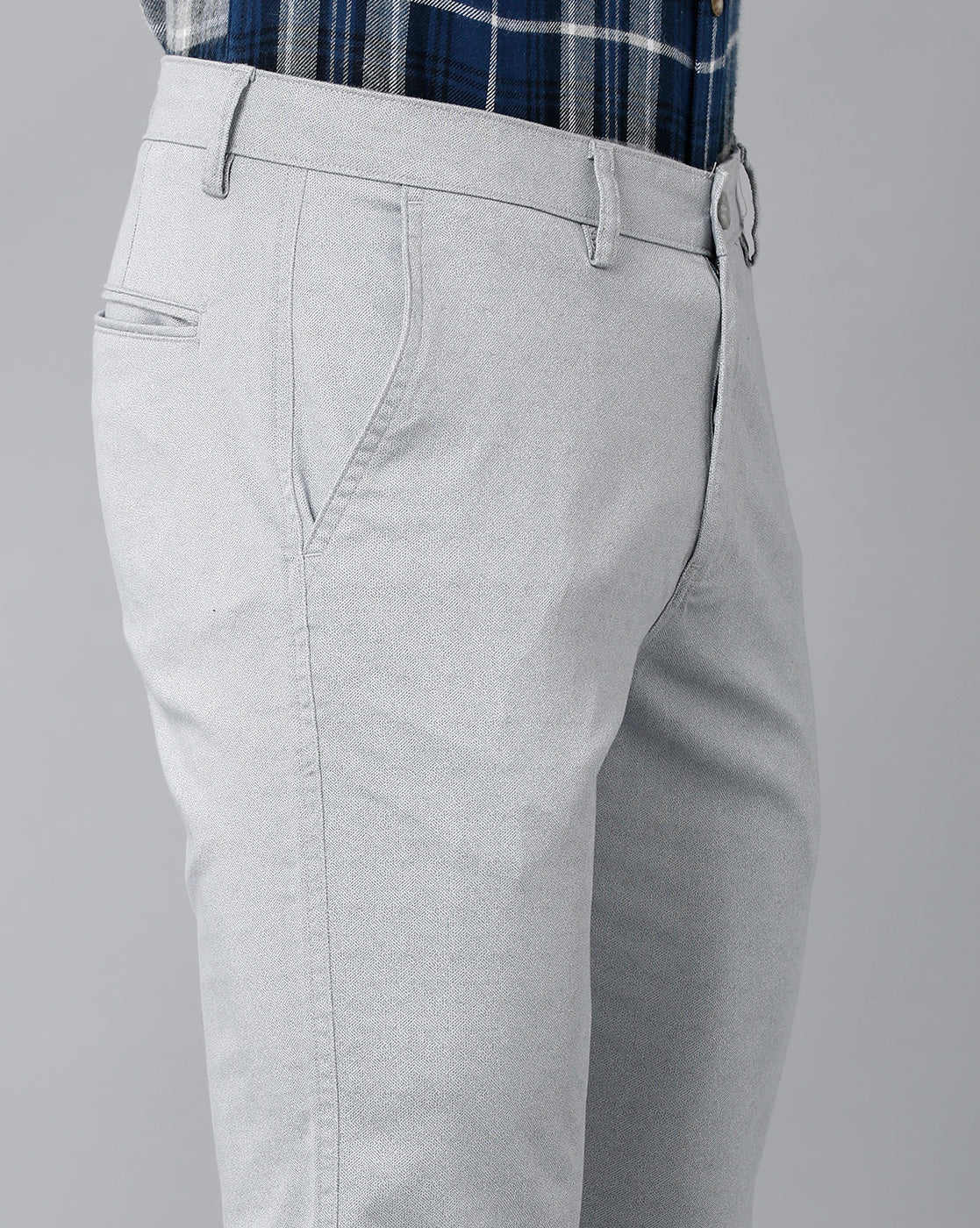 Classic Polo Men's 100% Cotton Moderate Fit Solid Ash Color Trouser | TO1-37 A-ASH