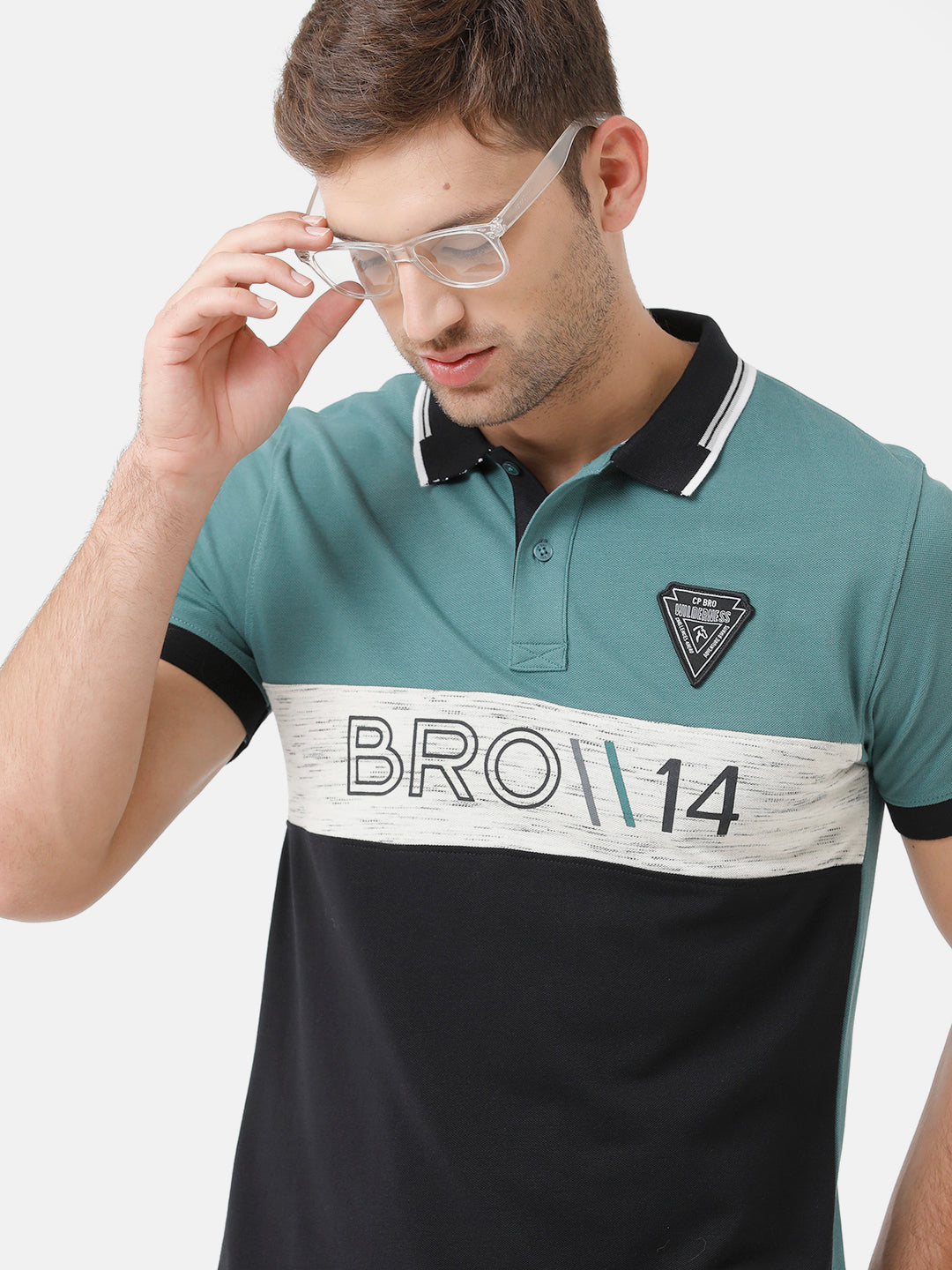 CP BRO Men's Cotton Color Block Half Sleeve Slim Fit Polo Neck Multicolor T-Shirt | Brp 322 B