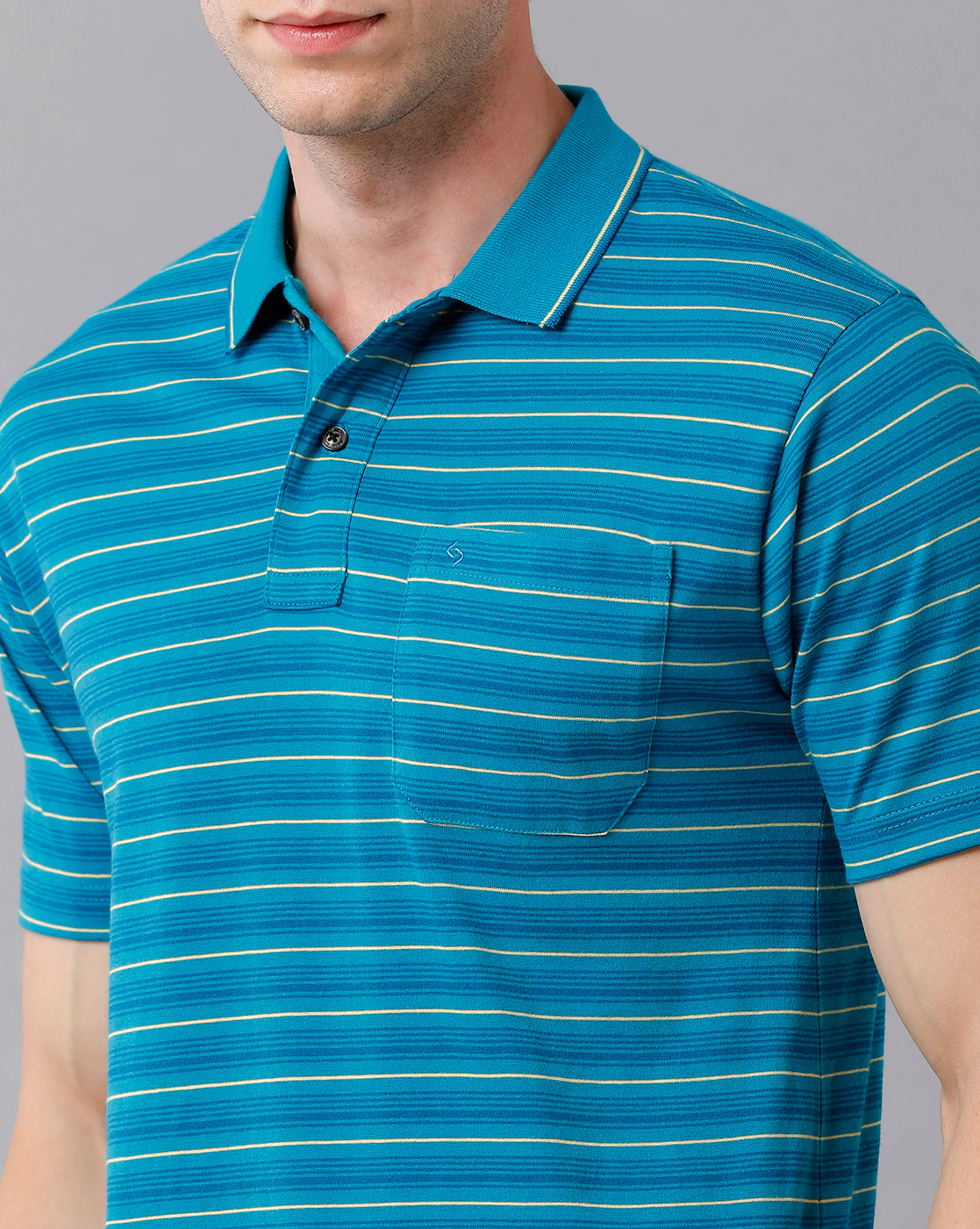 Classic Polo Men's Cotton Striped Half Sleeve Regular Fit Polo Neck Blue Color T-Shirt | Feeders - 206 A