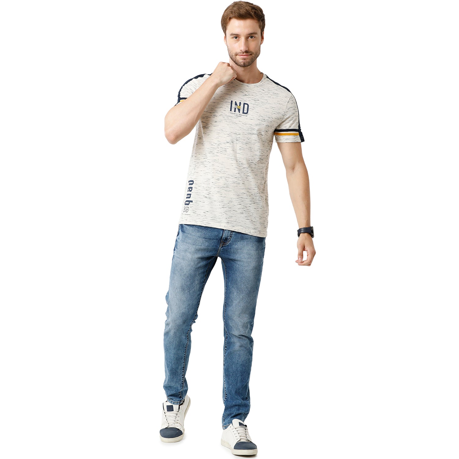 Swiss Club Men's Crew Neck Half Sleeve Light Grey Slim Fit Enriched Cotton T-shirt - CUB - 43 B SF C T-shirt Swiss Club 