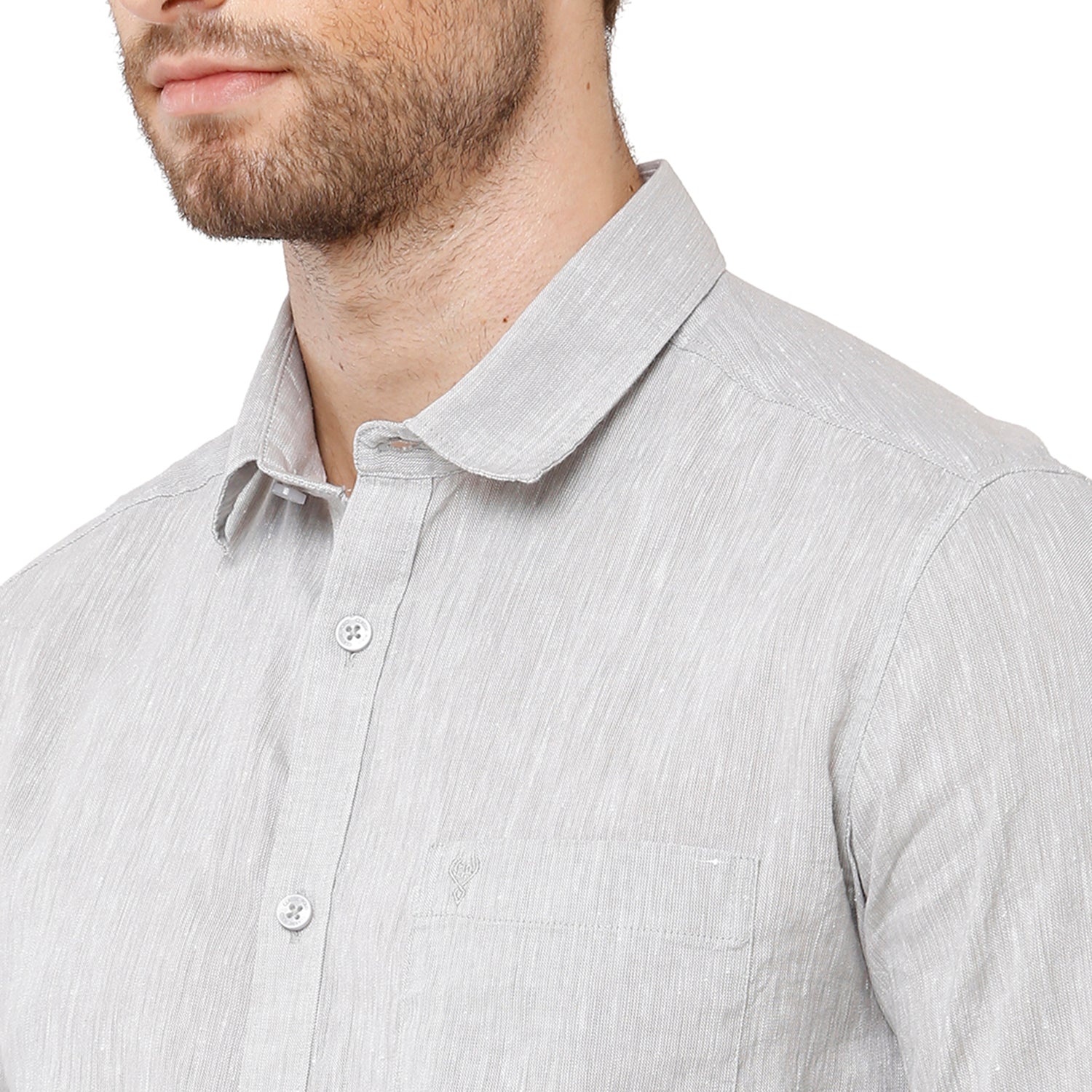 Classic Polo Mens Grey Linen Cotton Woven Shirt - Porsh Grey Shirts Classic Polo 