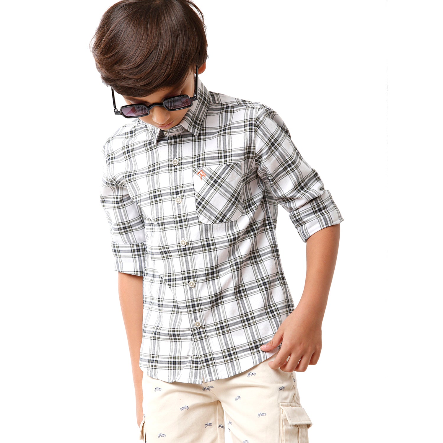 Classic Polo Bro Boys Checked Full Sleeve Slim Fit White Color Shirt - BBSH S2 13 A Shirts Classic Polo 