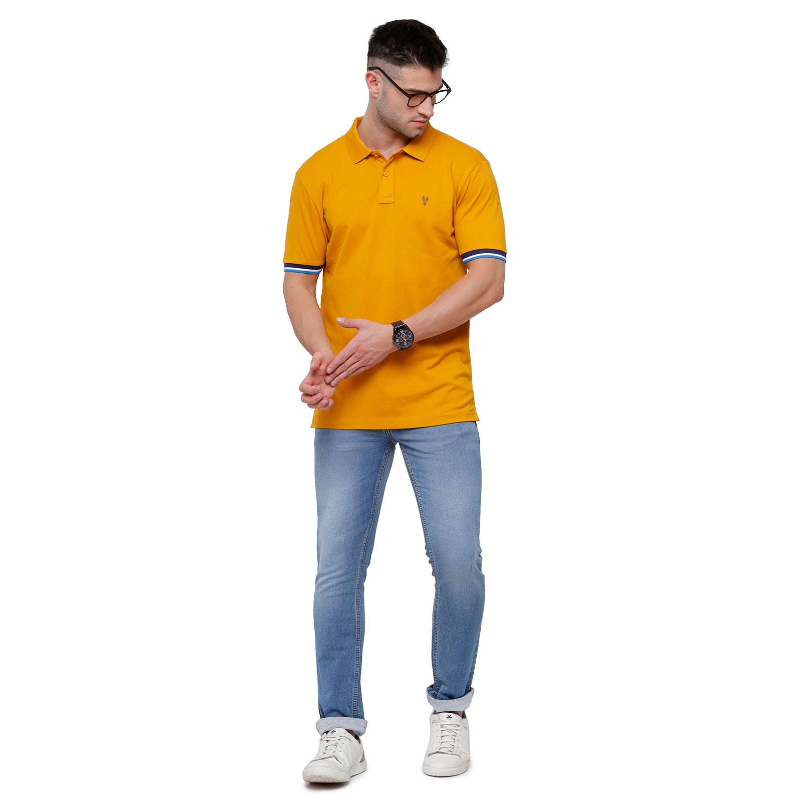 Classic polo Men's Yellow Lycra Cotton Stretch Polo Slim Fit T-Shirt - Tarte G.Yellow T-shirt Classic Polo 