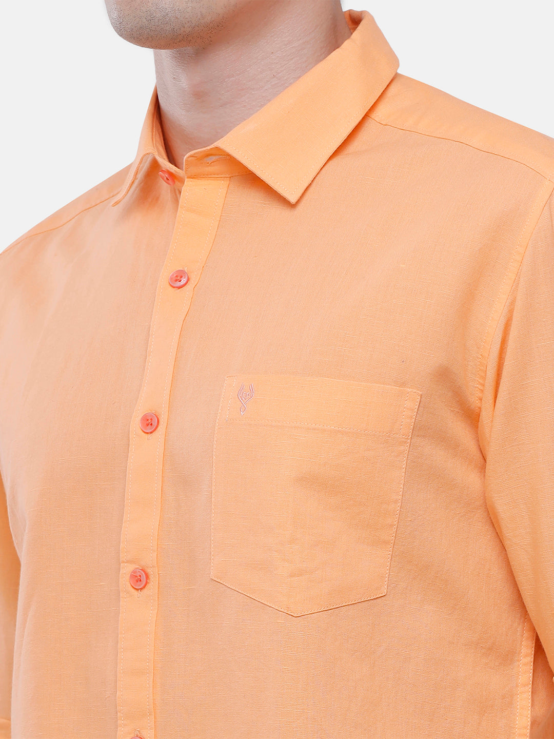 Classic Polo Mens Solid Milano Fit Full Sleeve Woven Shirt -Mica Orange FS