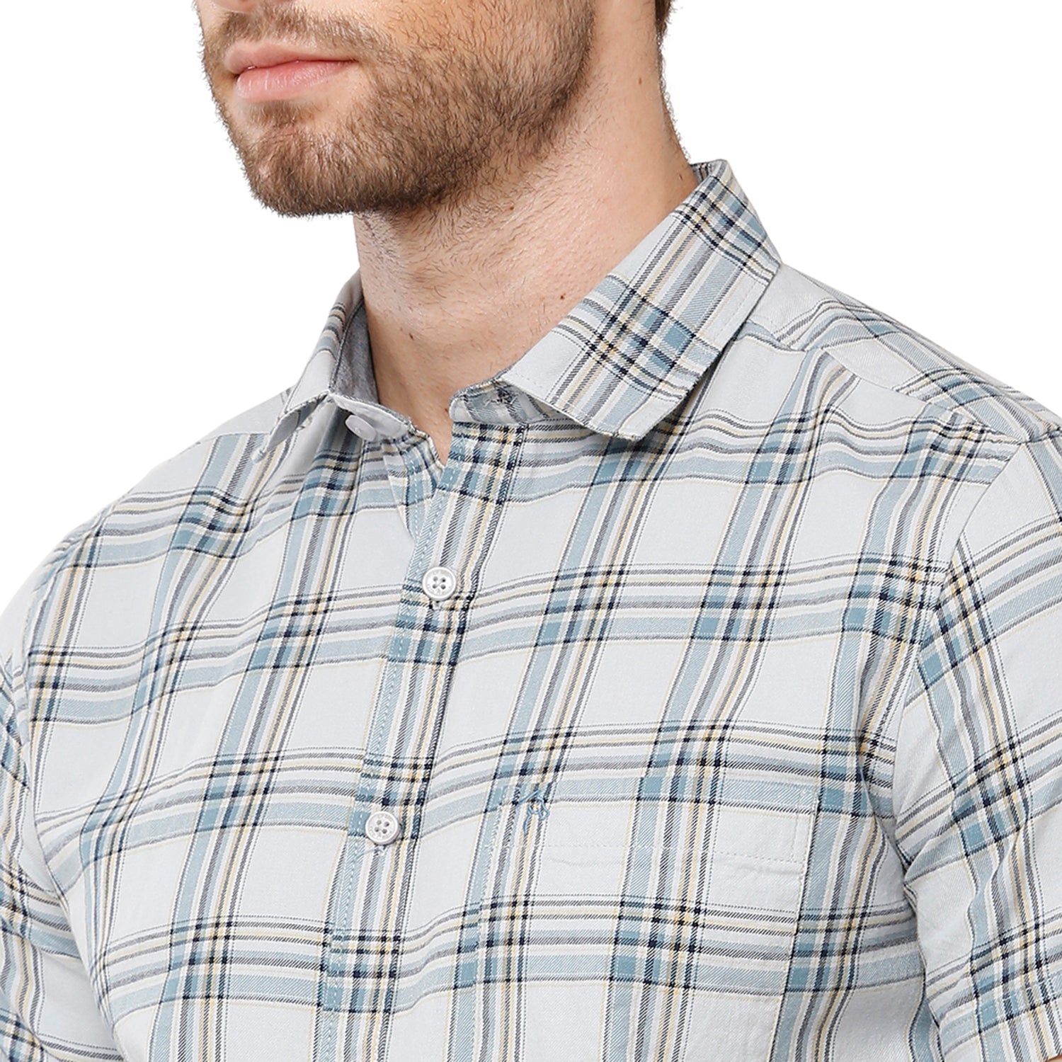 Classic Polo Bro Mens 100% Cotton Checked Half Sleeve Slim Fit Polo Neck Multicolor Woven Shirt (SBN1-55 B-HS-CHK-BSL) Classic Polo 